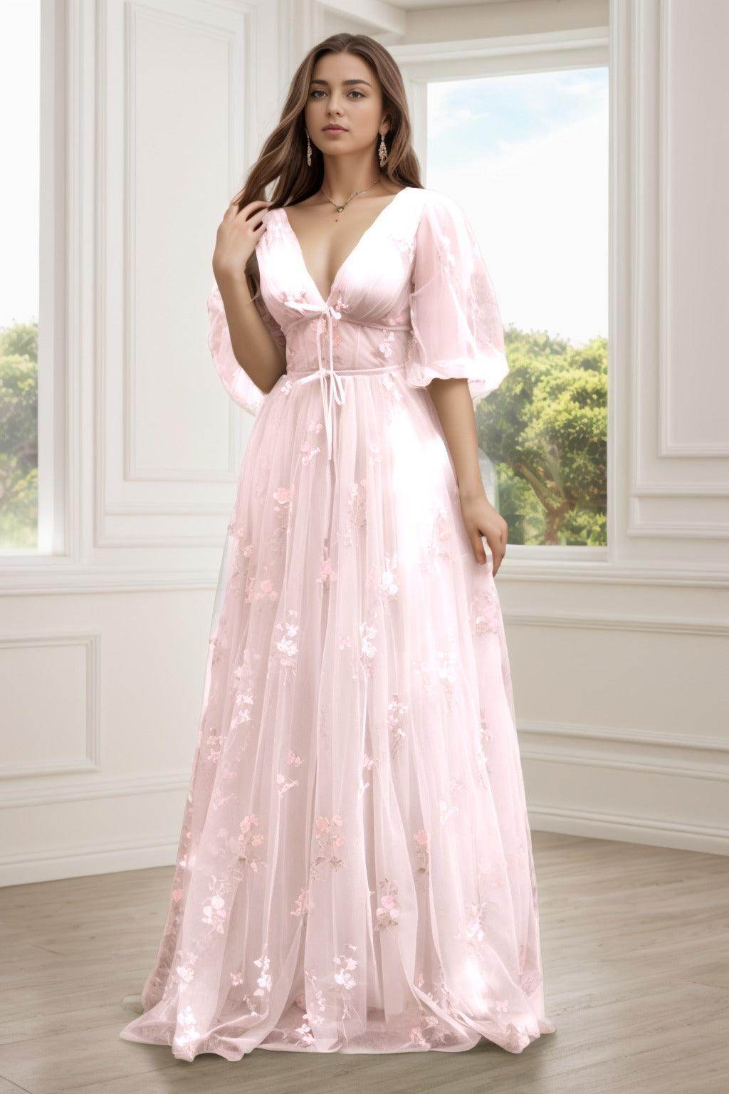 A-Line Floor Length Print Prom Dress CS0444