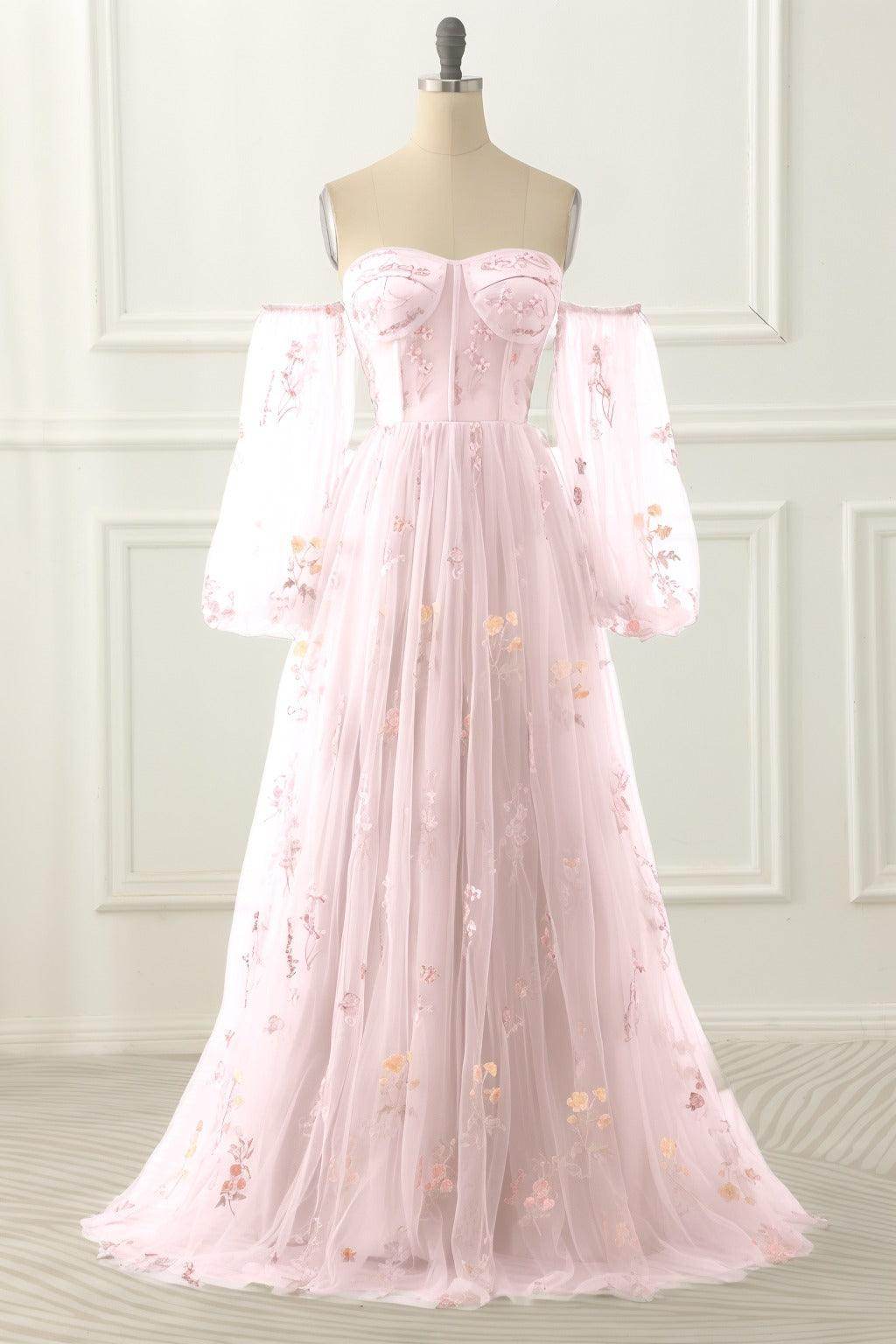 A-Line Floor Length Print Prom Dress CS0442
