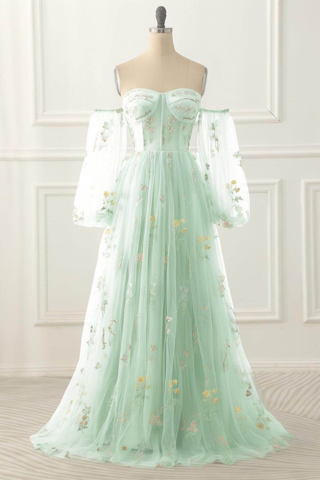 A-Line Floor Length Print Prom Dress CS0442