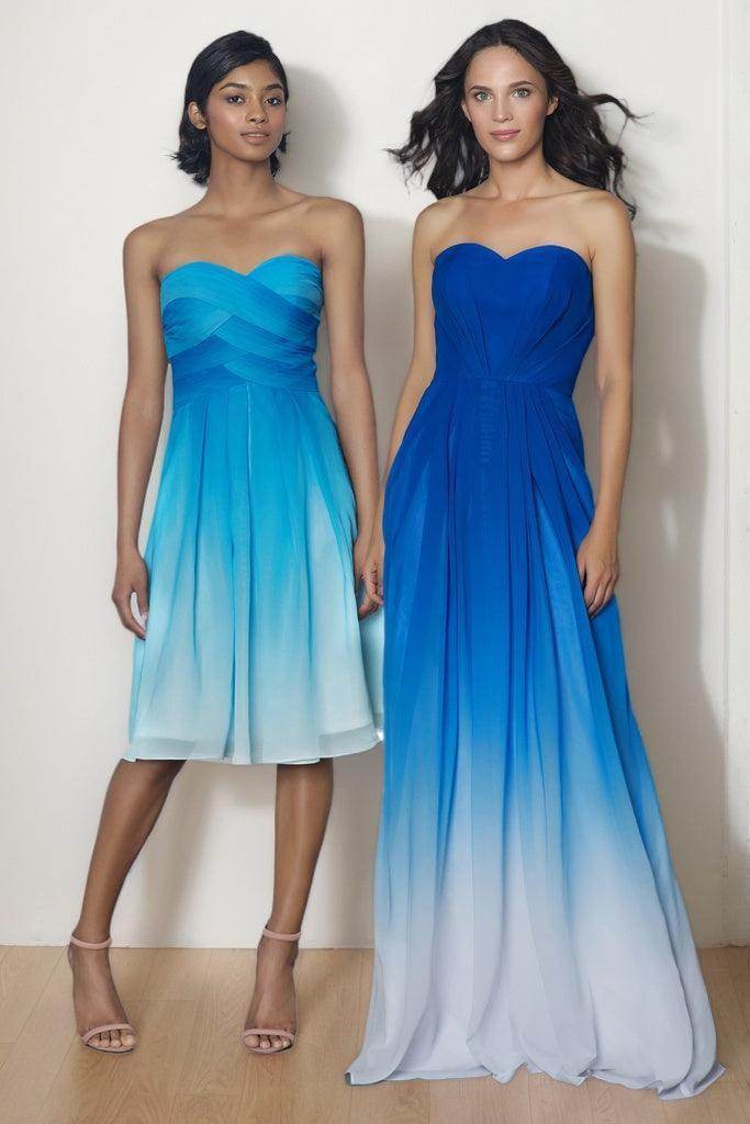 Sheath-Column Knee Length Chiffon Ombre Dress COZF17007