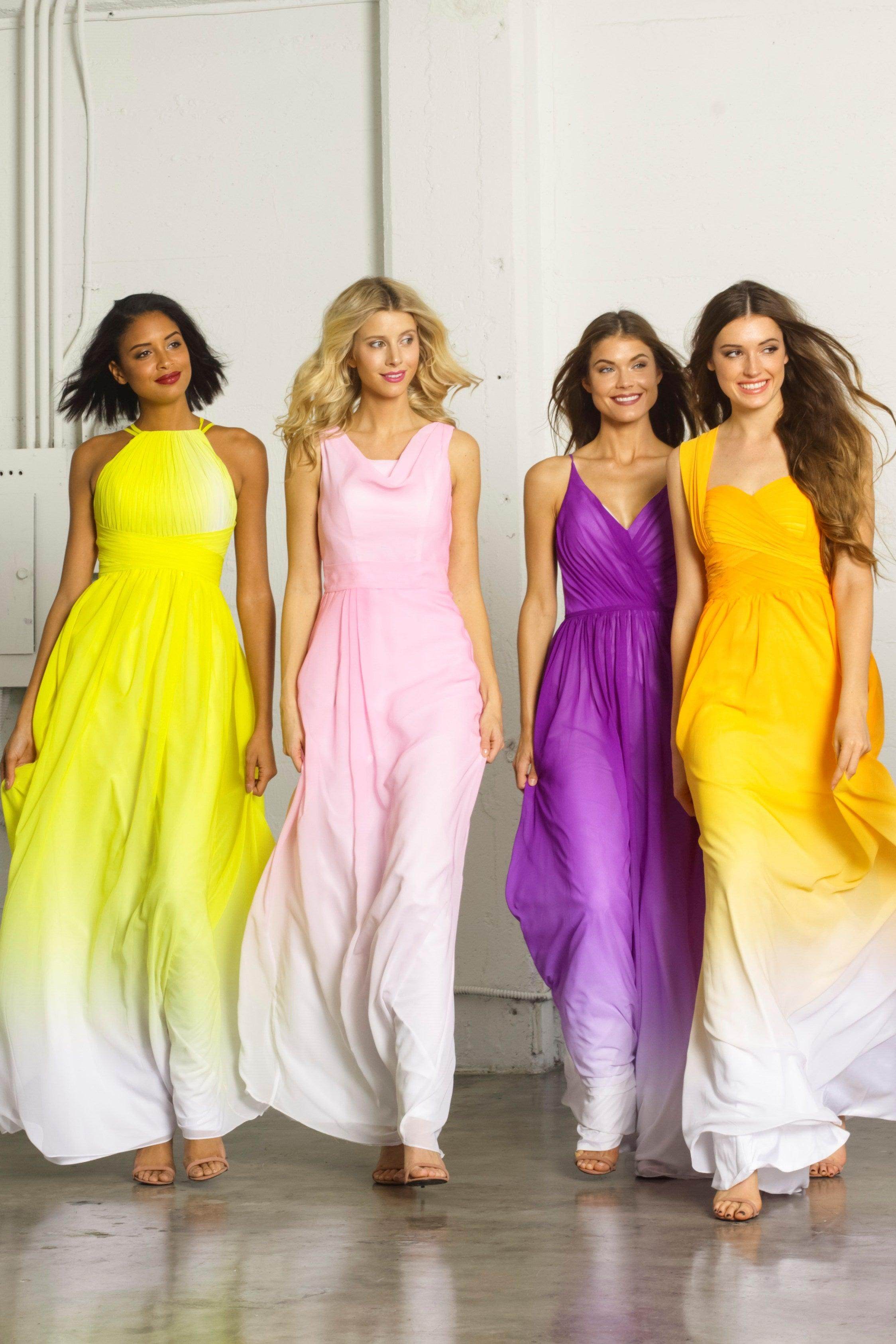 Sheath-Column Floor Length Chiffon Ombre Dress COZF17013