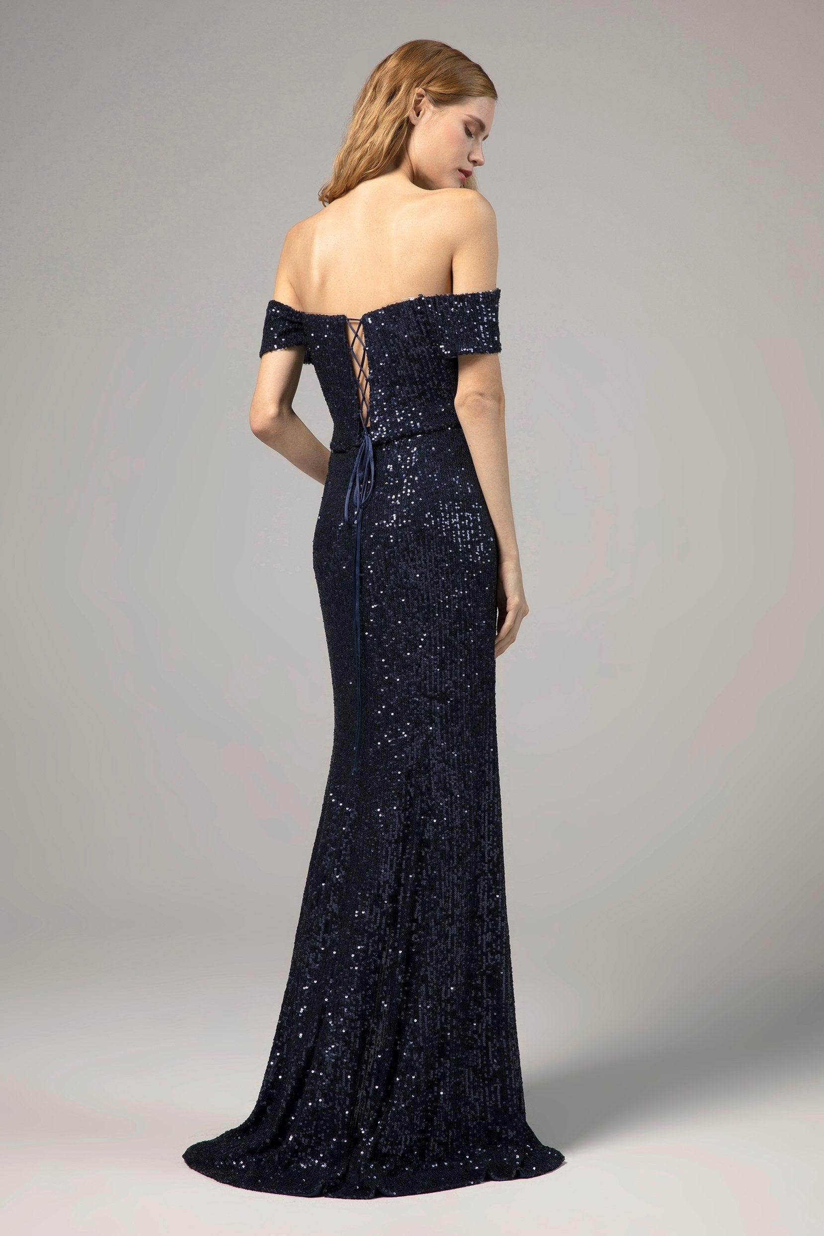 Sheath-Column Floor Length Sequined Dress CS0288