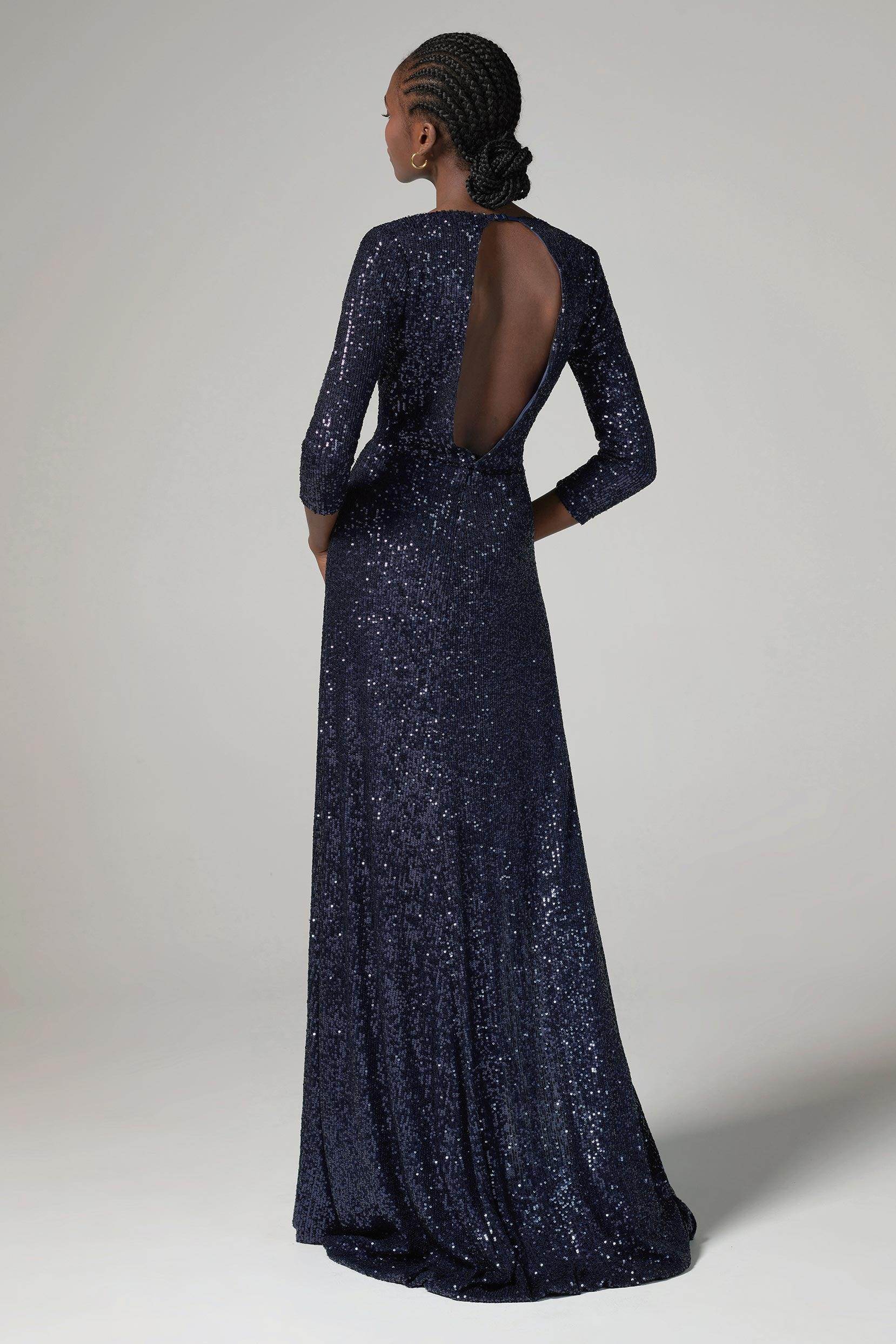A-Line Floor Length Sequined Dress CS0292