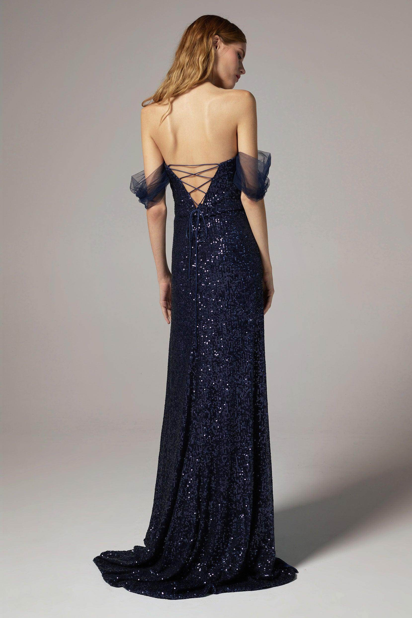 A-Line Floor Length Sequined Dress CS0297