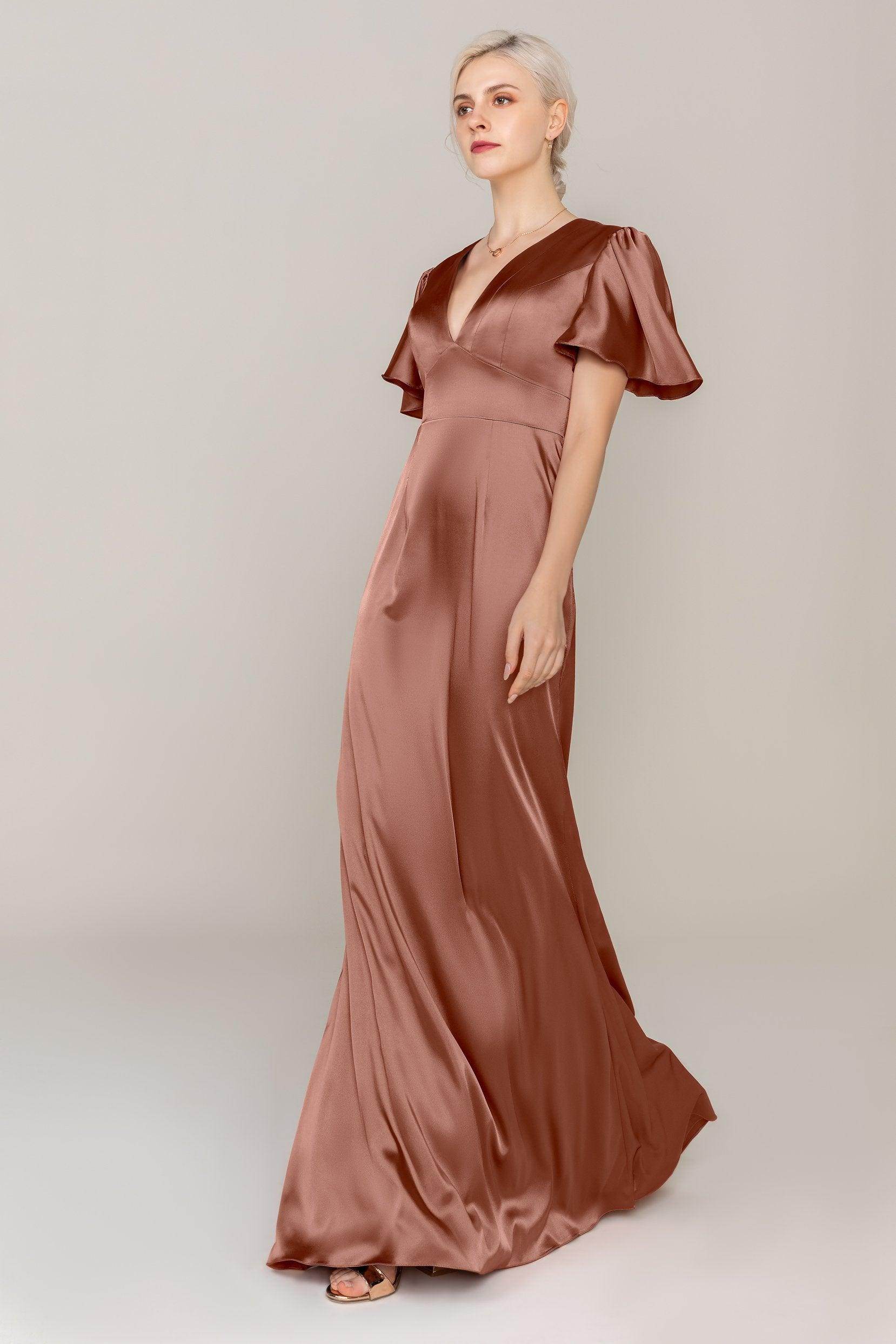 Sheath Sweep Train Luxe Satin Dress CS0312