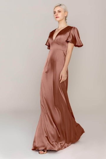 Sheath Sweep Train Luxe Satin Dress CS0312