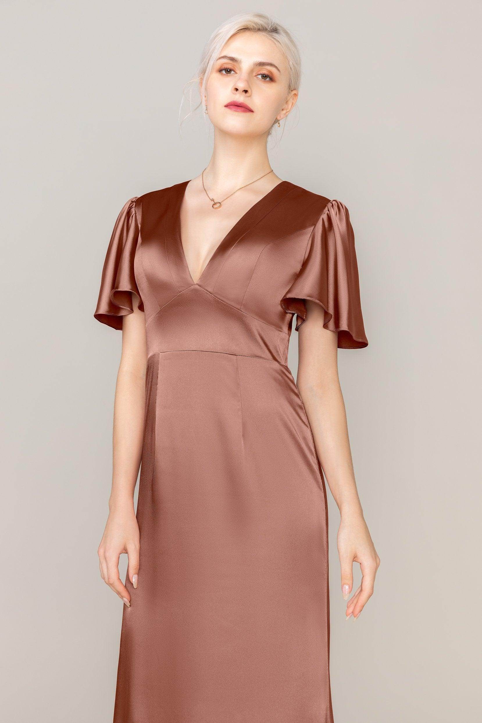 Sheath Sweep Train Luxe Satin Dress CS0312