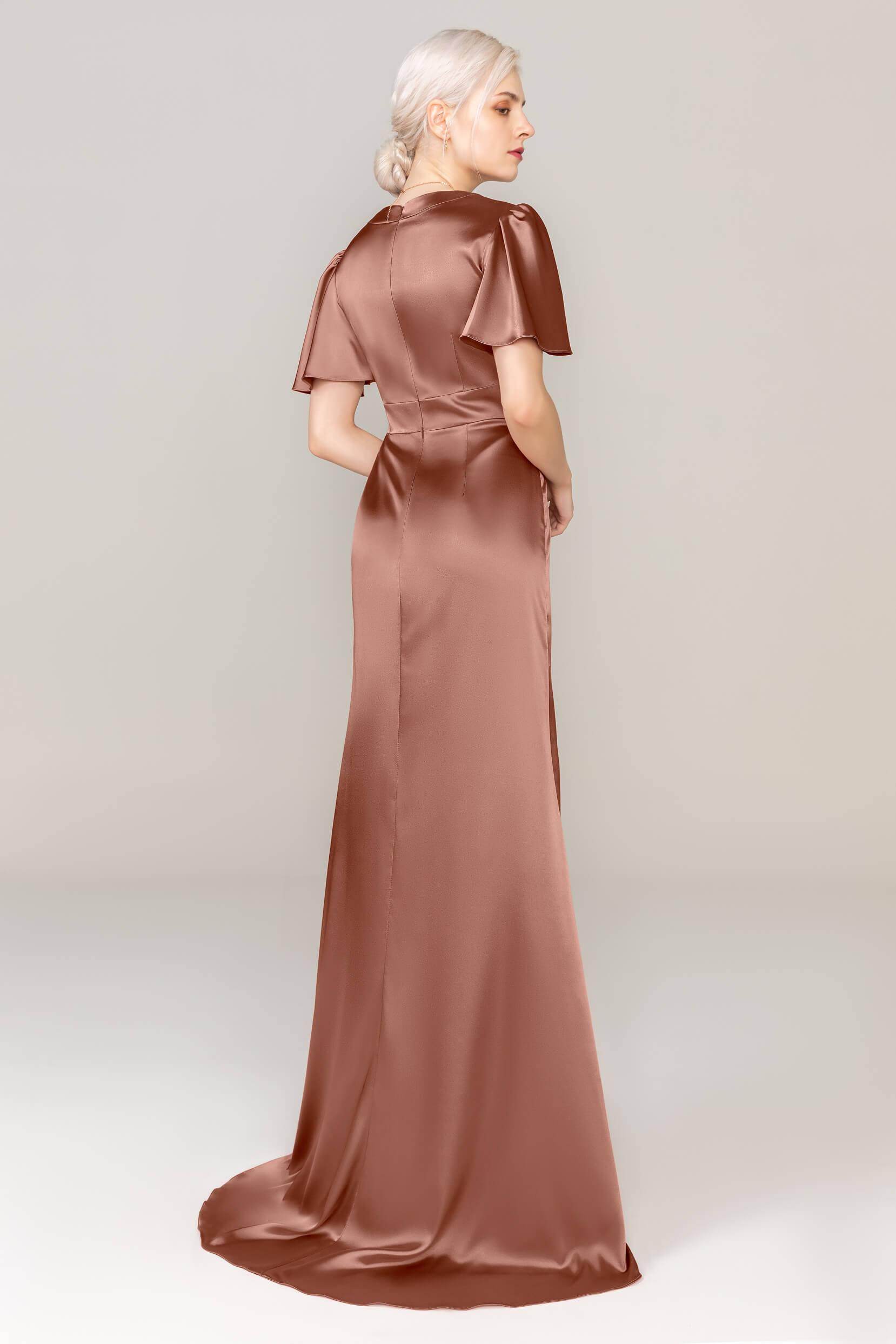 Sheath Sweep Train Luxe Satin Dress CS0312