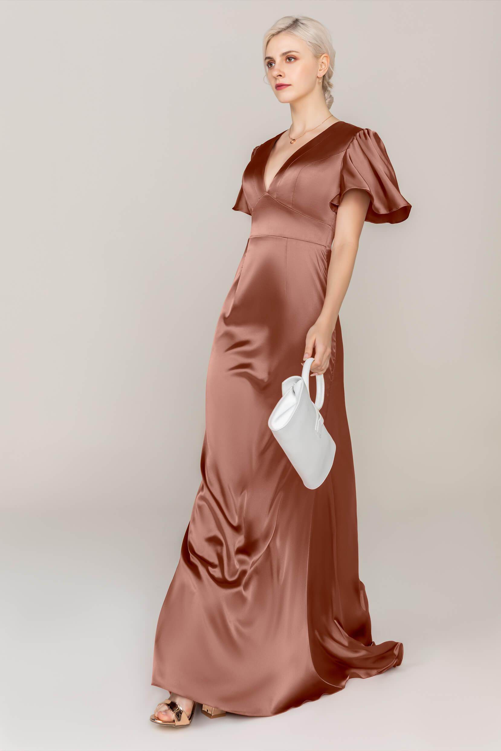 Sheath Sweep Train Luxe Satin Dress CS0312