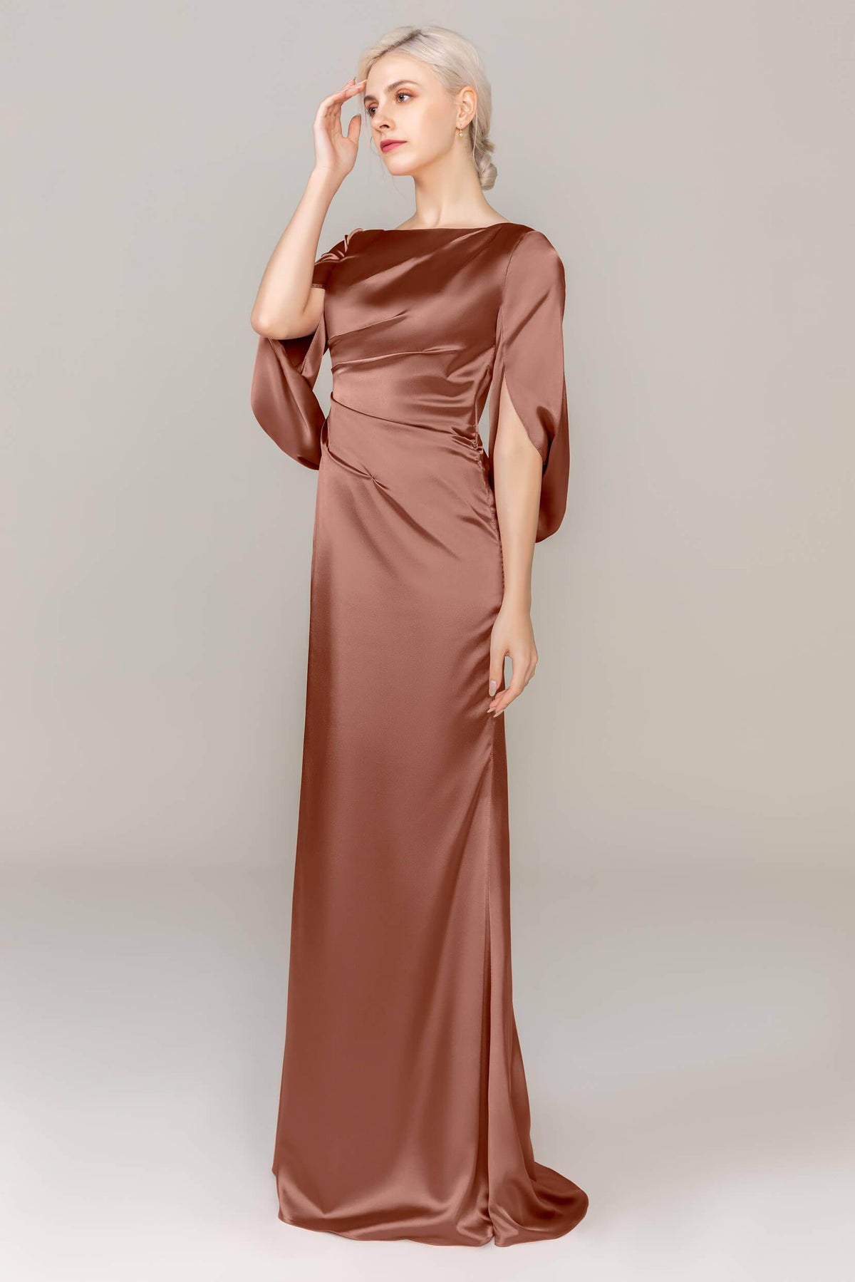 Sheath Sweep Train Luxe Satin Dress CS0314