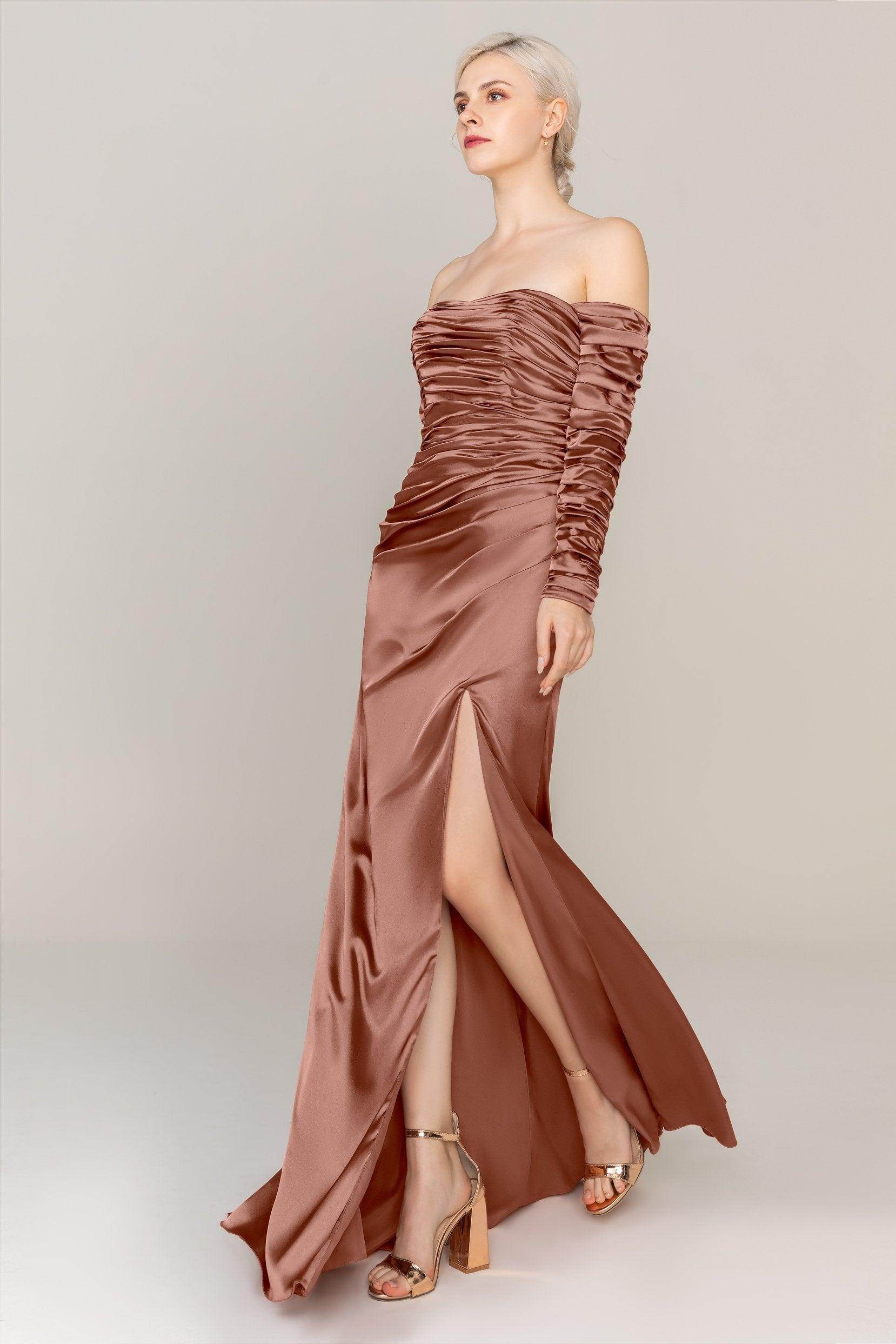 Sheath Sweep Train Luxe Satin Dress CS0316