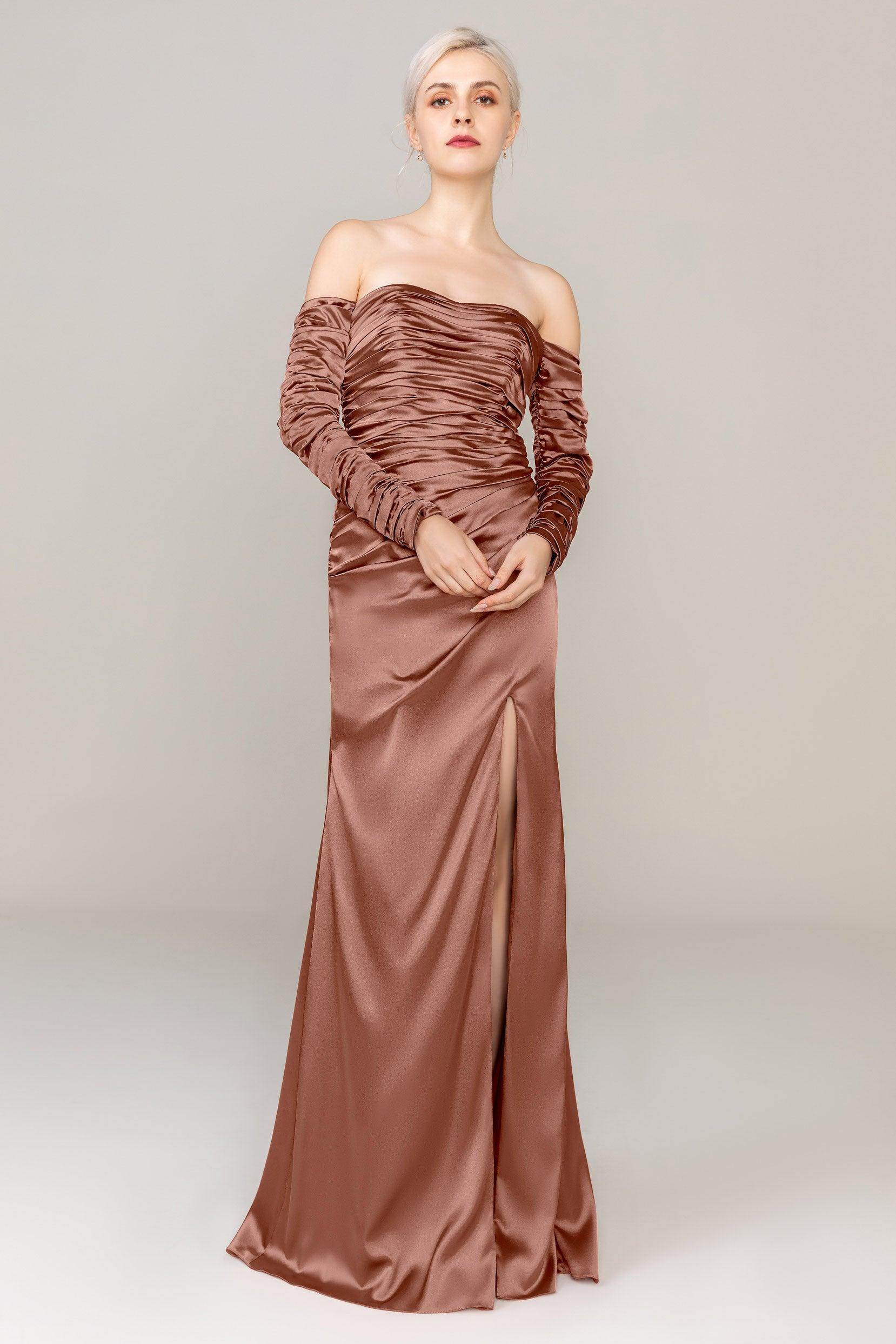 Sheath Sweep Train Luxe Satin Dress CS0316