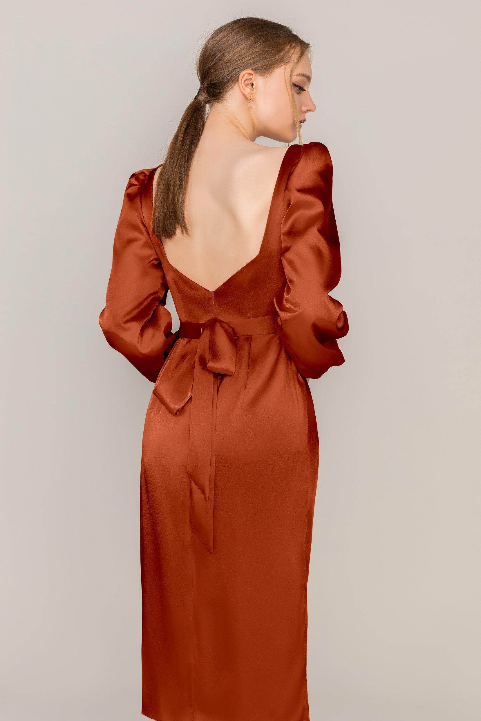 Sheath Knee Length Luxe Satin Dress CS0318