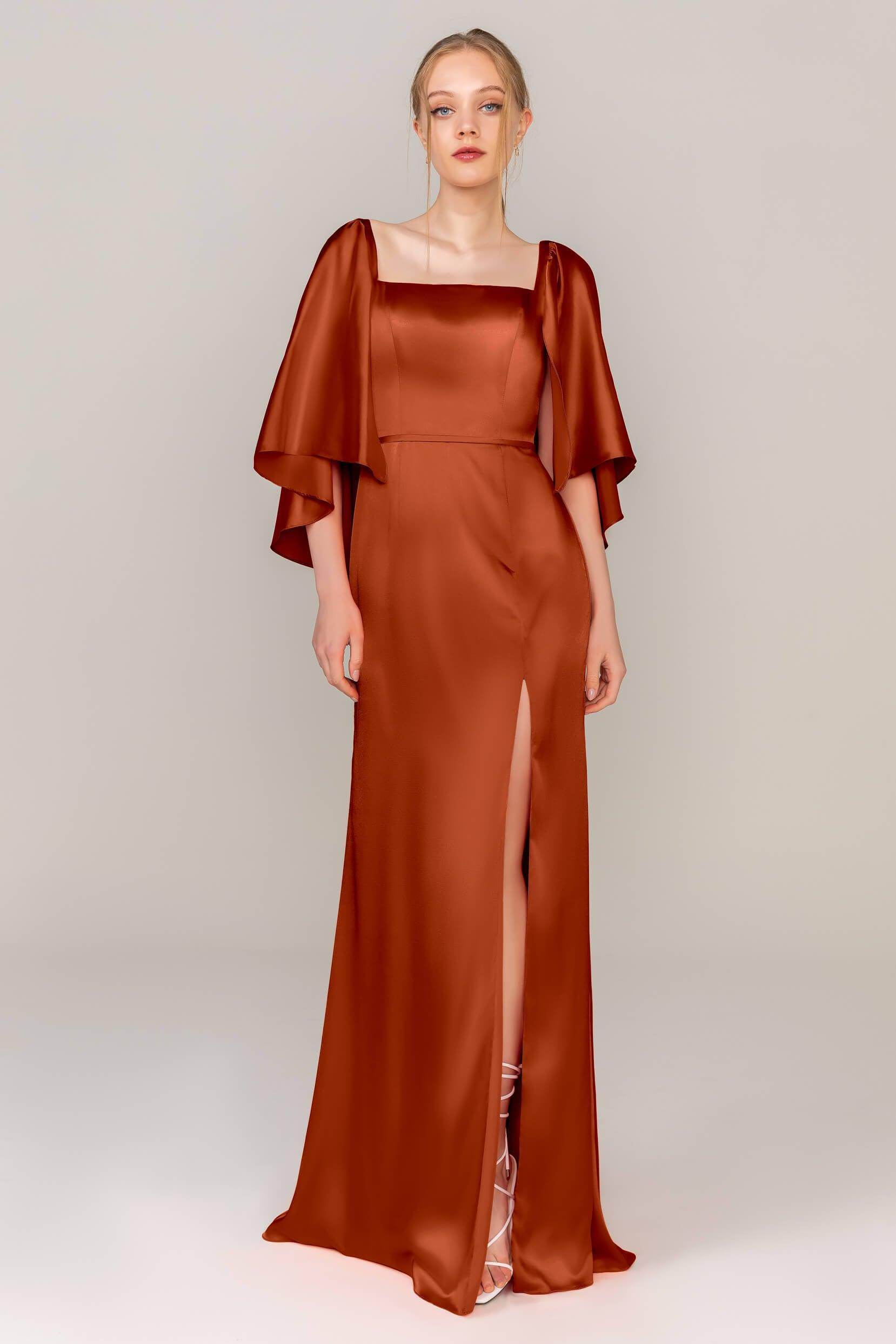 Sheath Sweep Train Luxe Satin Dress CS0320
