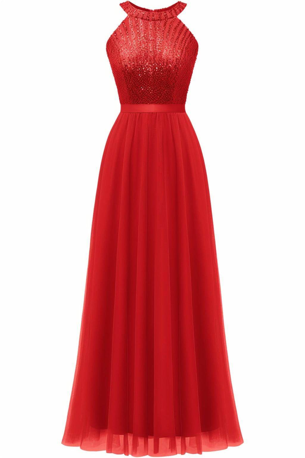 A-Line Floor Length Sequined Prom Dress CS0422