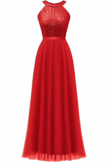 A-Line Floor Length Sequined Prom Dress CS0422