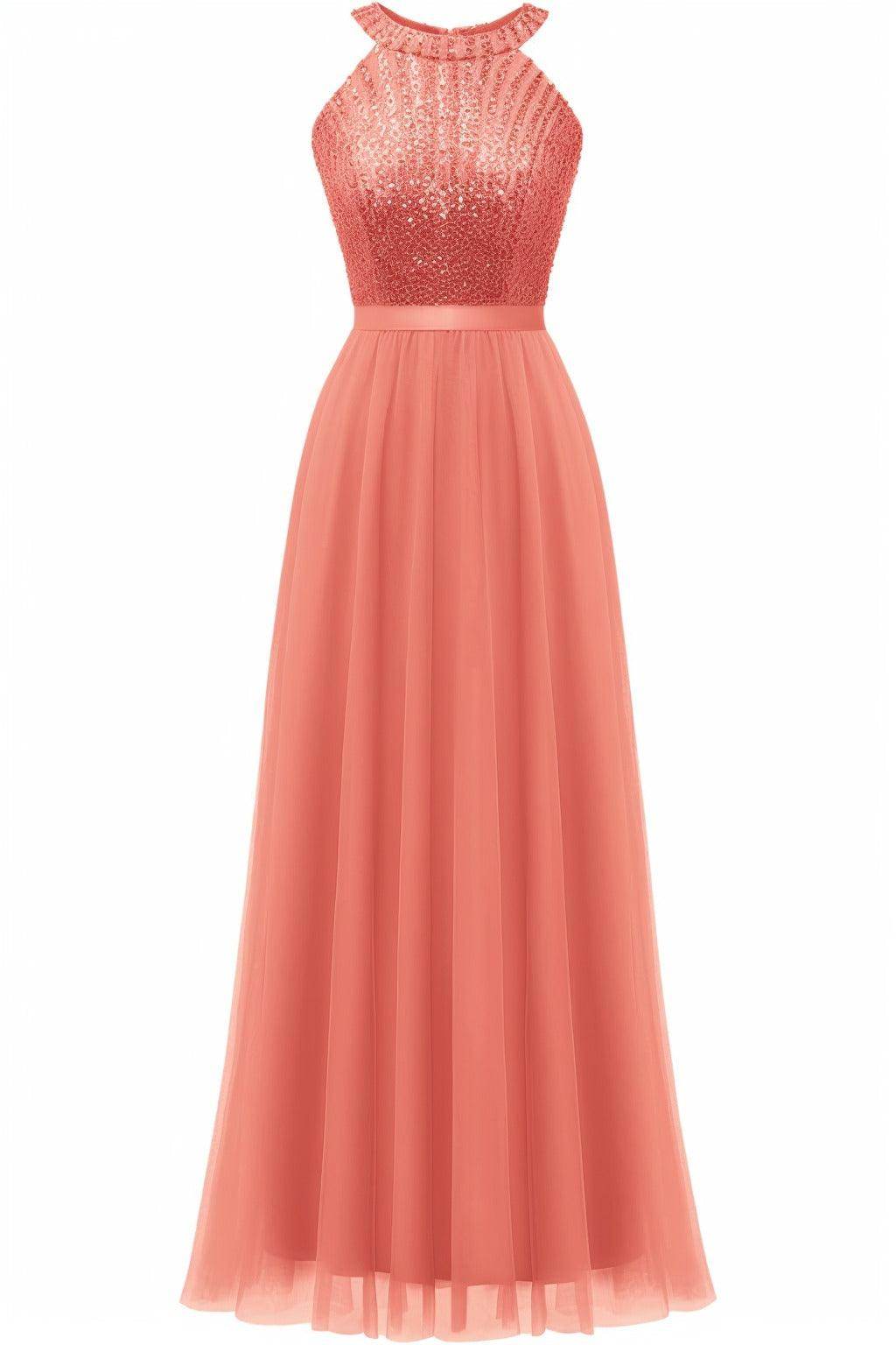 A-Line Floor Length Sequined Prom Dress CS0422