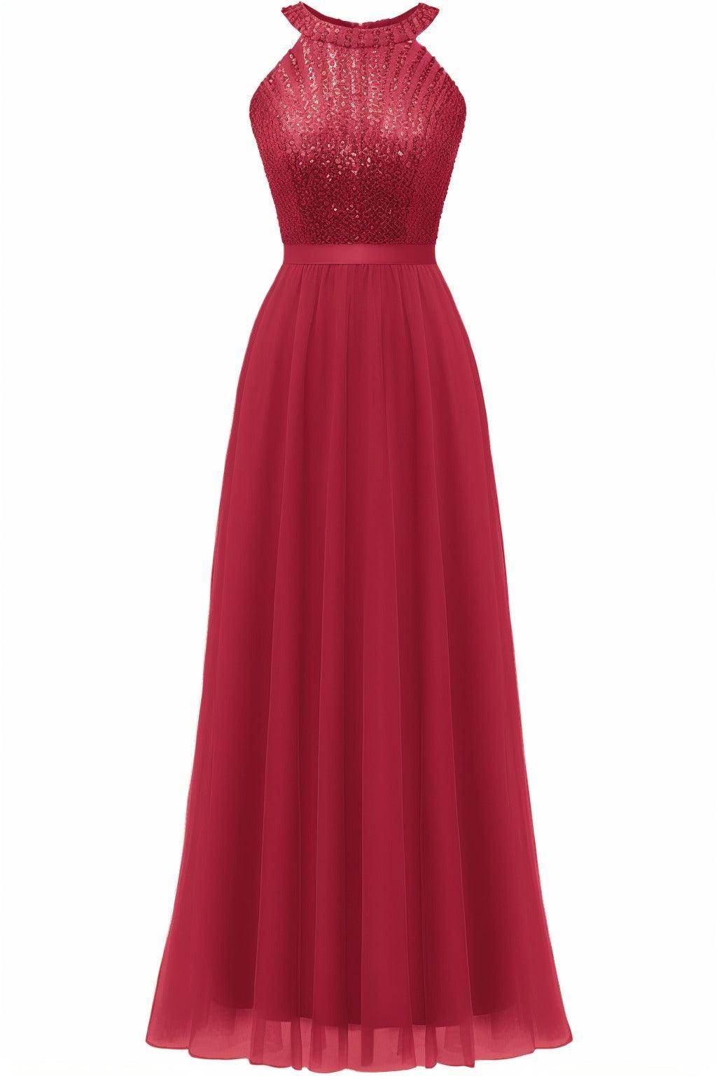 A-Line Floor Length Sequined Prom Dress CS0422