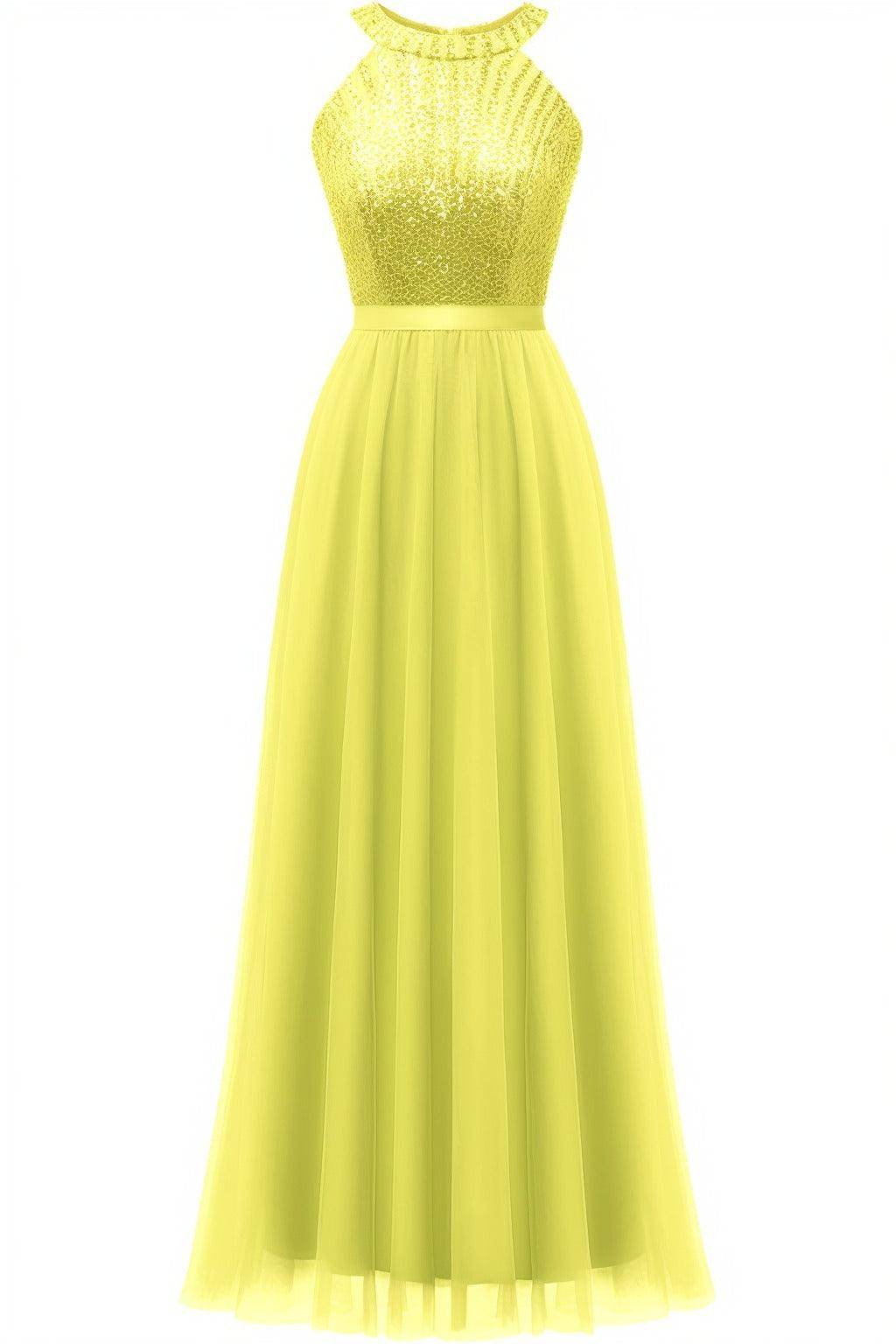 A-Line Floor Length Sequined Prom Dress CS0422