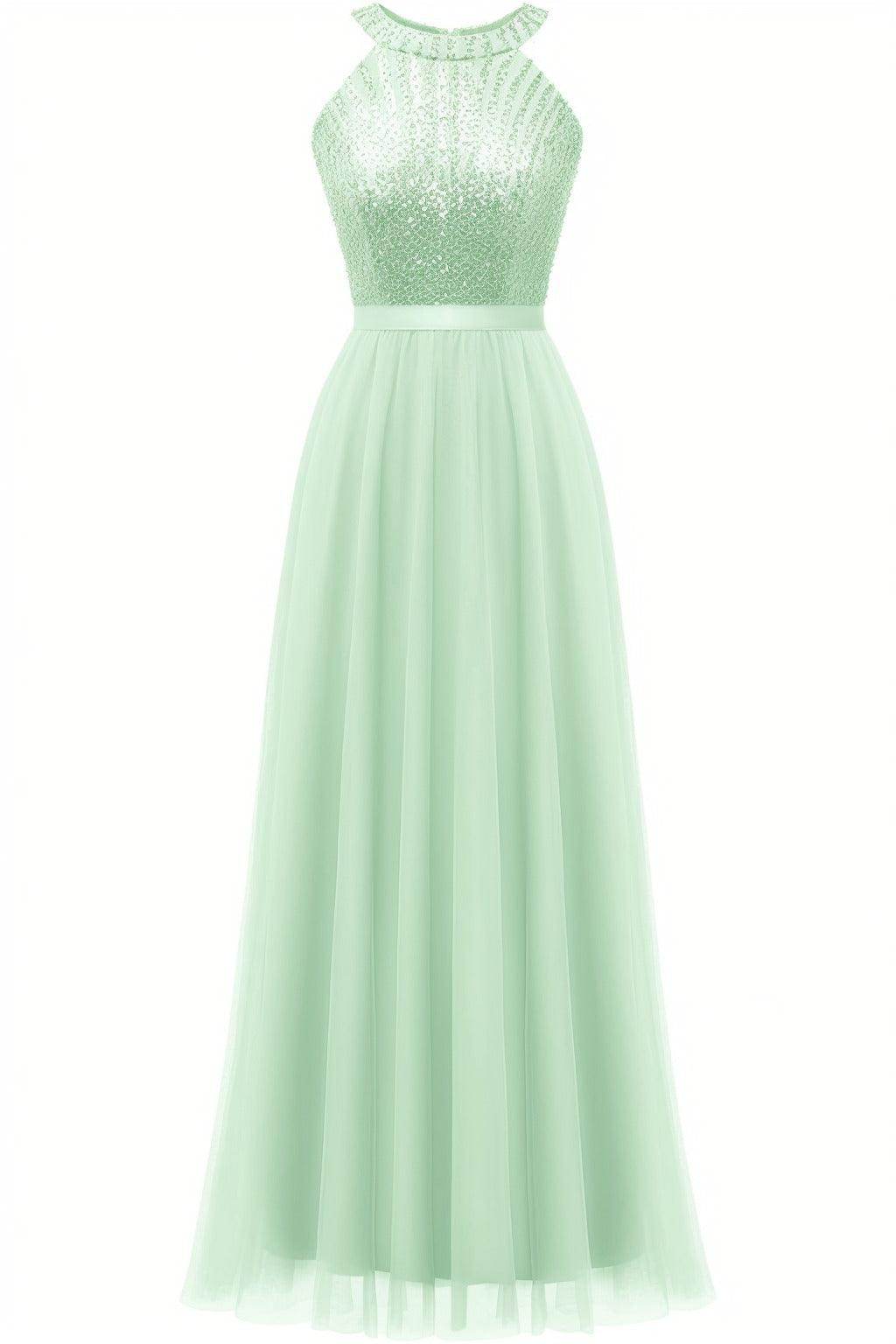 A-Line Floor Length Sequined Prom Dress CS0422