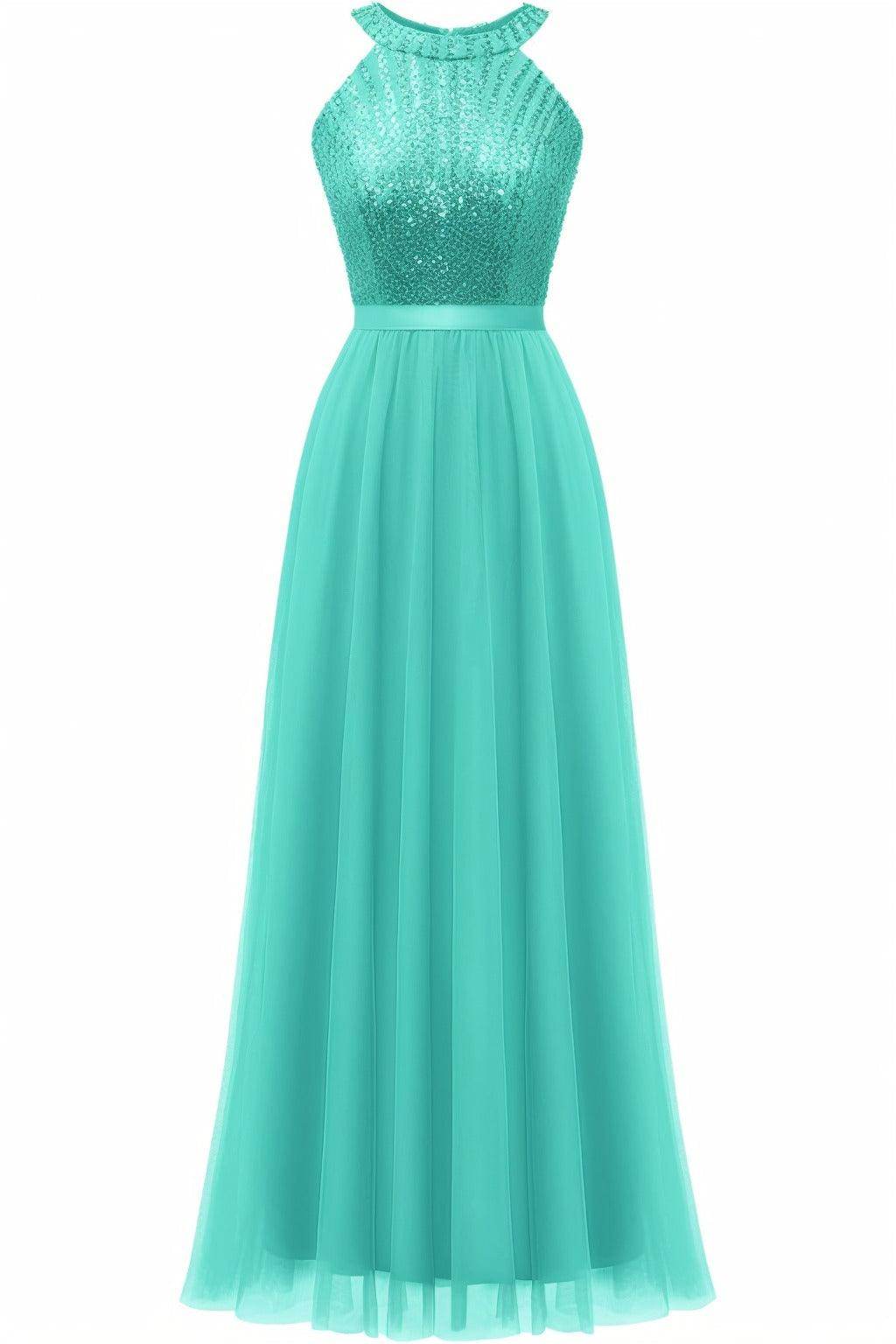 A-Line Floor Length Sequined Prom Dress CS0422
