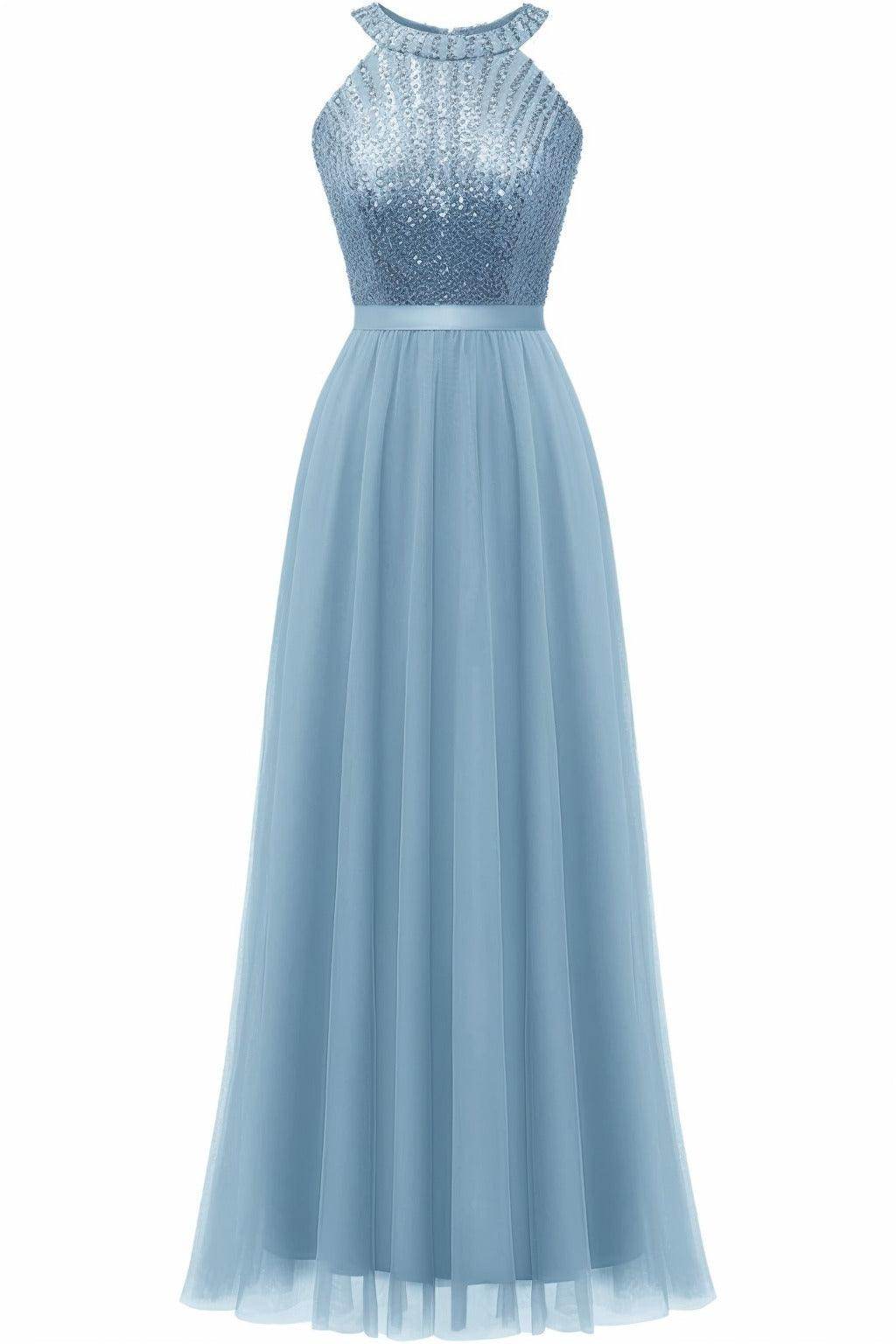 A-Line Floor Length Sequined Prom Dress CS0422