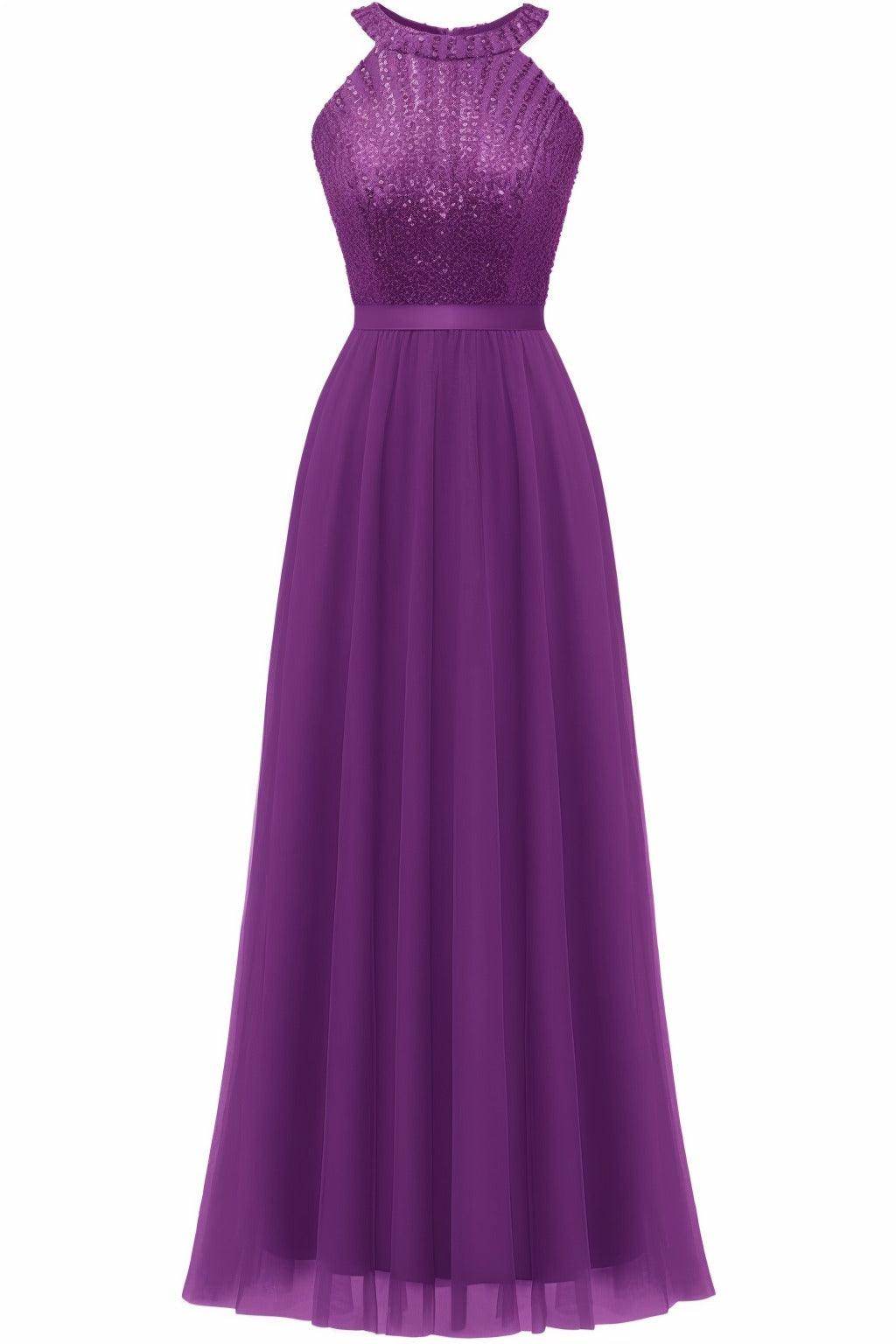 A-Line Floor Length Sequined Prom Dress CS0422