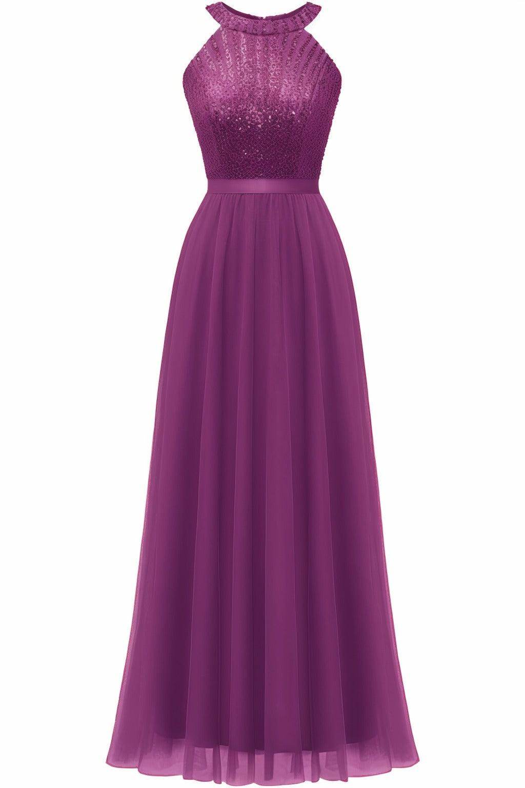 A-Line Floor Length Sequined Prom Dress CS0422