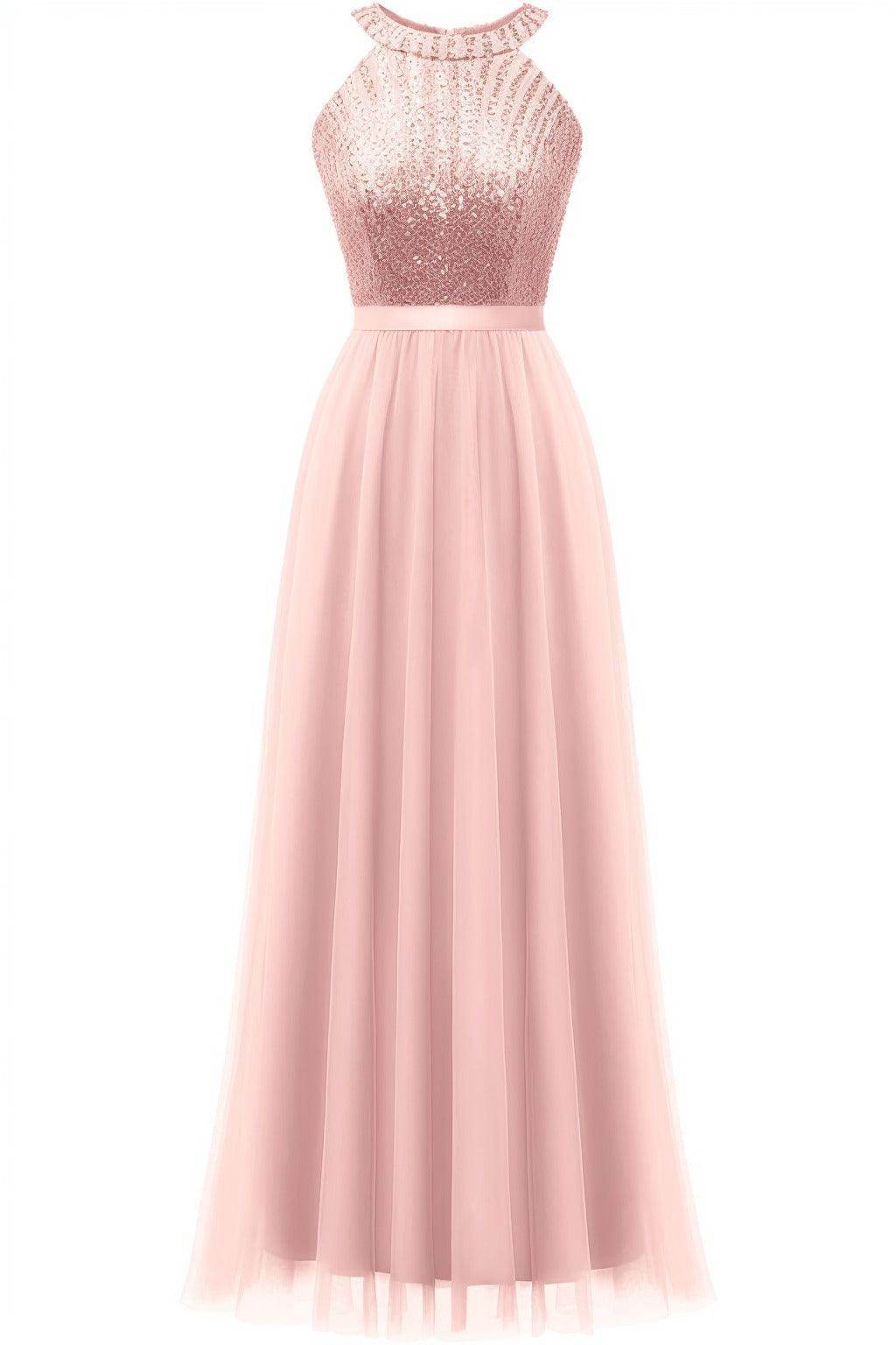 A-Line Floor Length Sequined Prom Dress CS0422