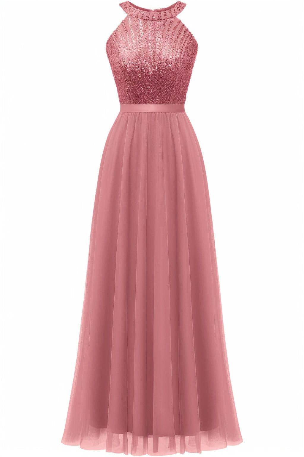 A-Line Floor Length Sequined Prom Dress CS0422