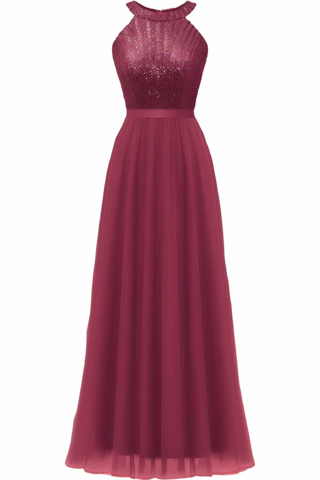 A-Line Floor Length Sequined Prom Dress CS0422