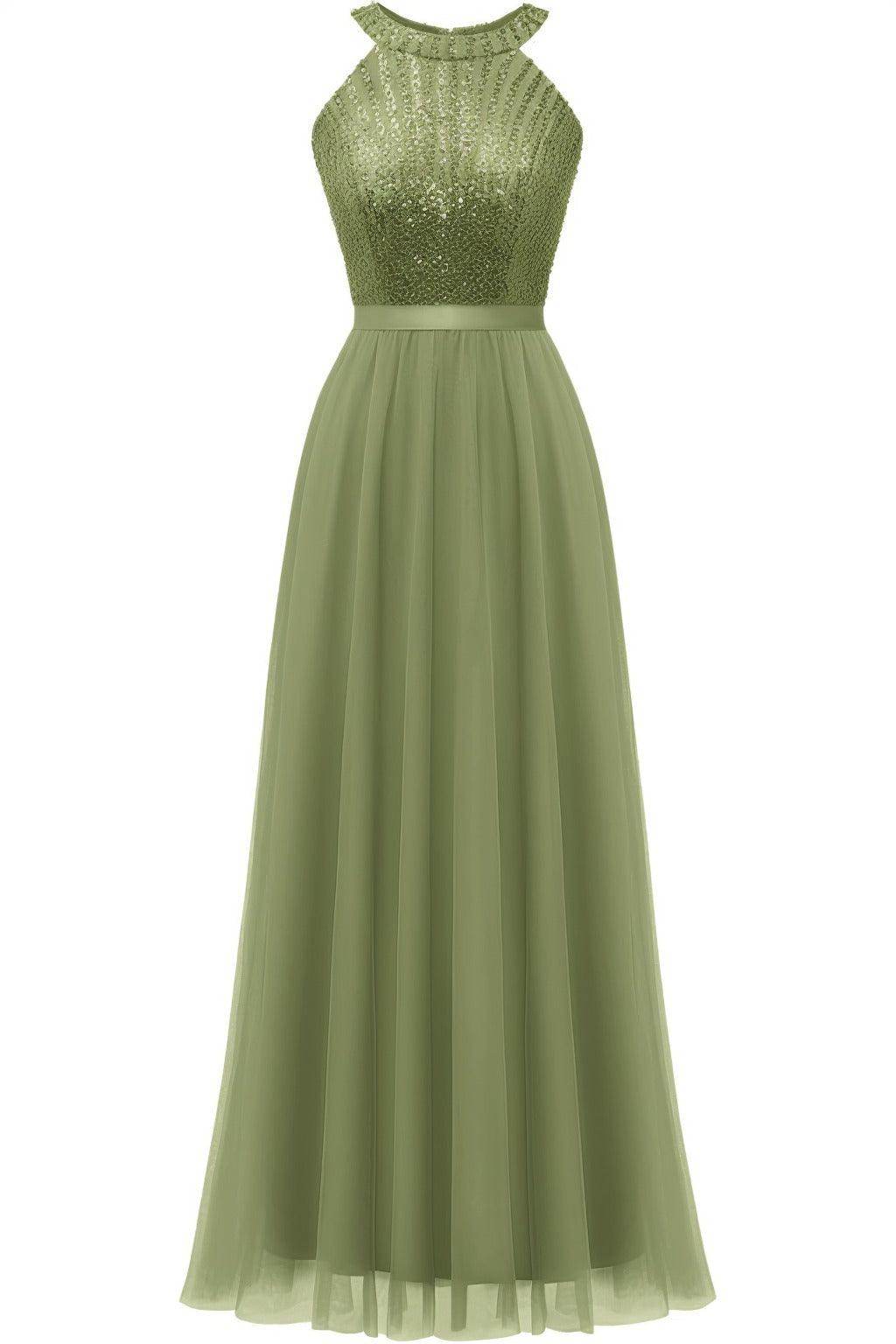 A-Line Floor Length Sequined Prom Dress CS0422