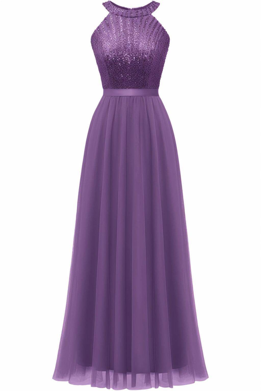 A-Line Floor Length Sequined Prom Dress CS0422