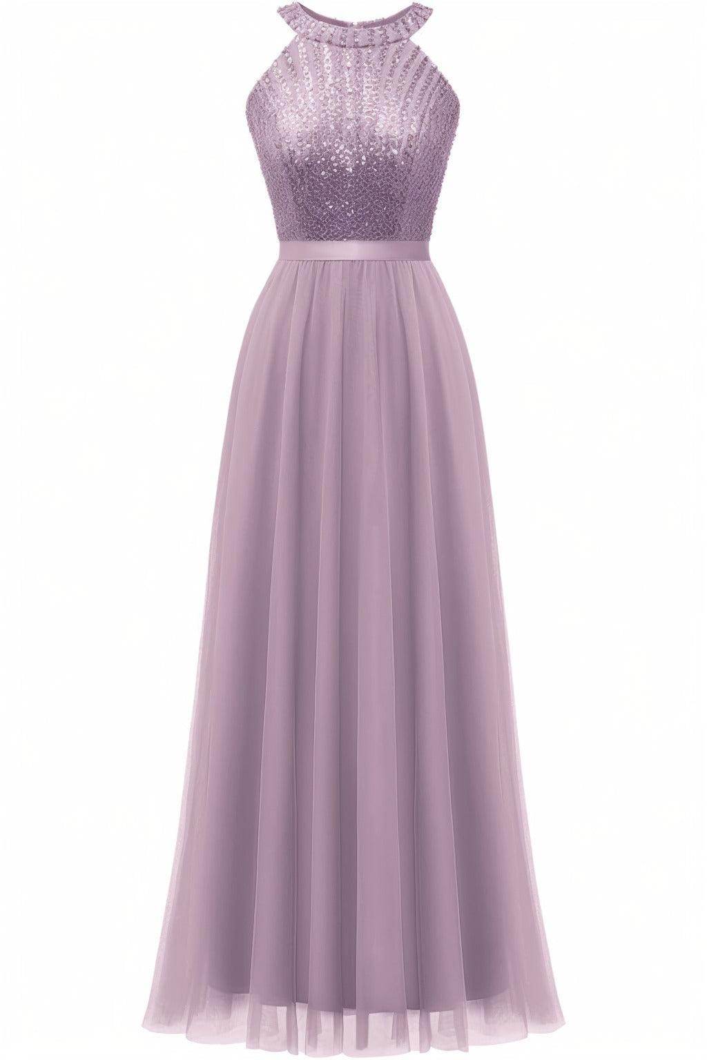 A-Line Floor Length Sequined Prom Dress CS0422