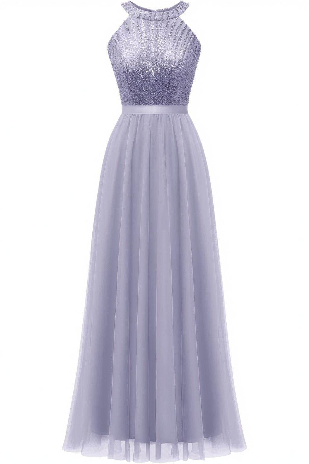 A-Line Floor Length Sequined Prom Dress CS0422