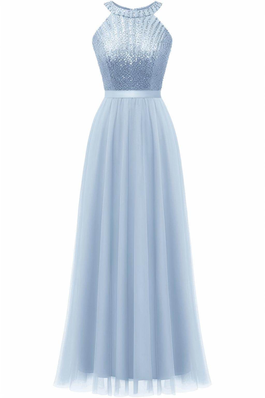 A-Line Floor Length Sequined Prom Dress CS0422