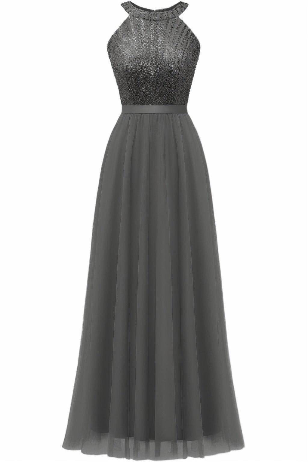A-Line Floor Length Sequined Prom Dress CS0422