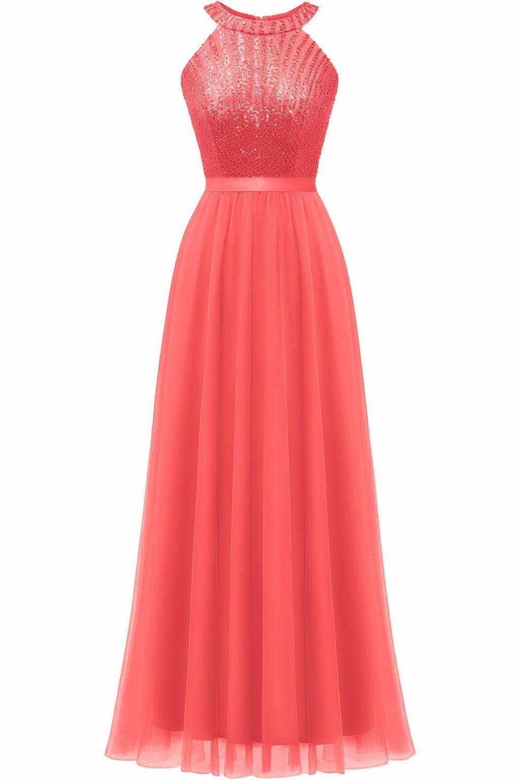 A-Line Floor Length Sequined Prom Dress CS0422