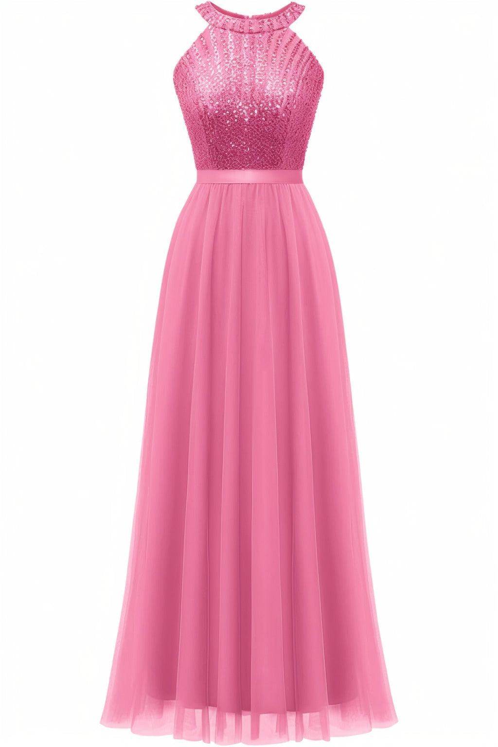 A-Line Floor Length Sequined Prom Dress CS0422