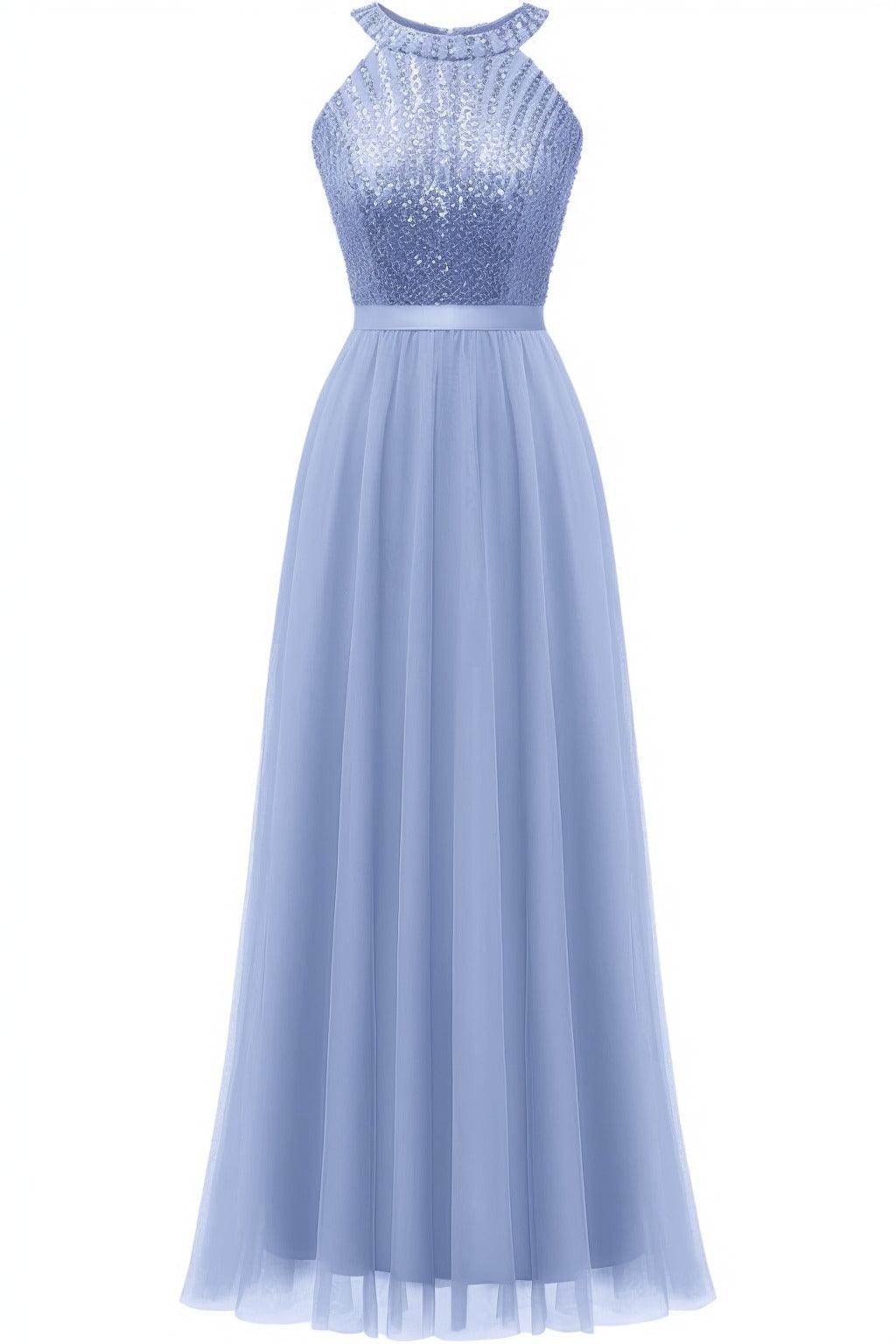 A-Line Floor Length Sequined Prom Dress CS0422