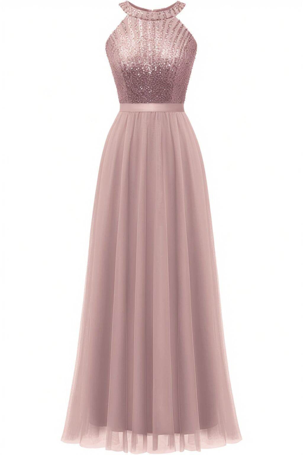 A-Line Floor Length Sequined Prom Dress CS0422