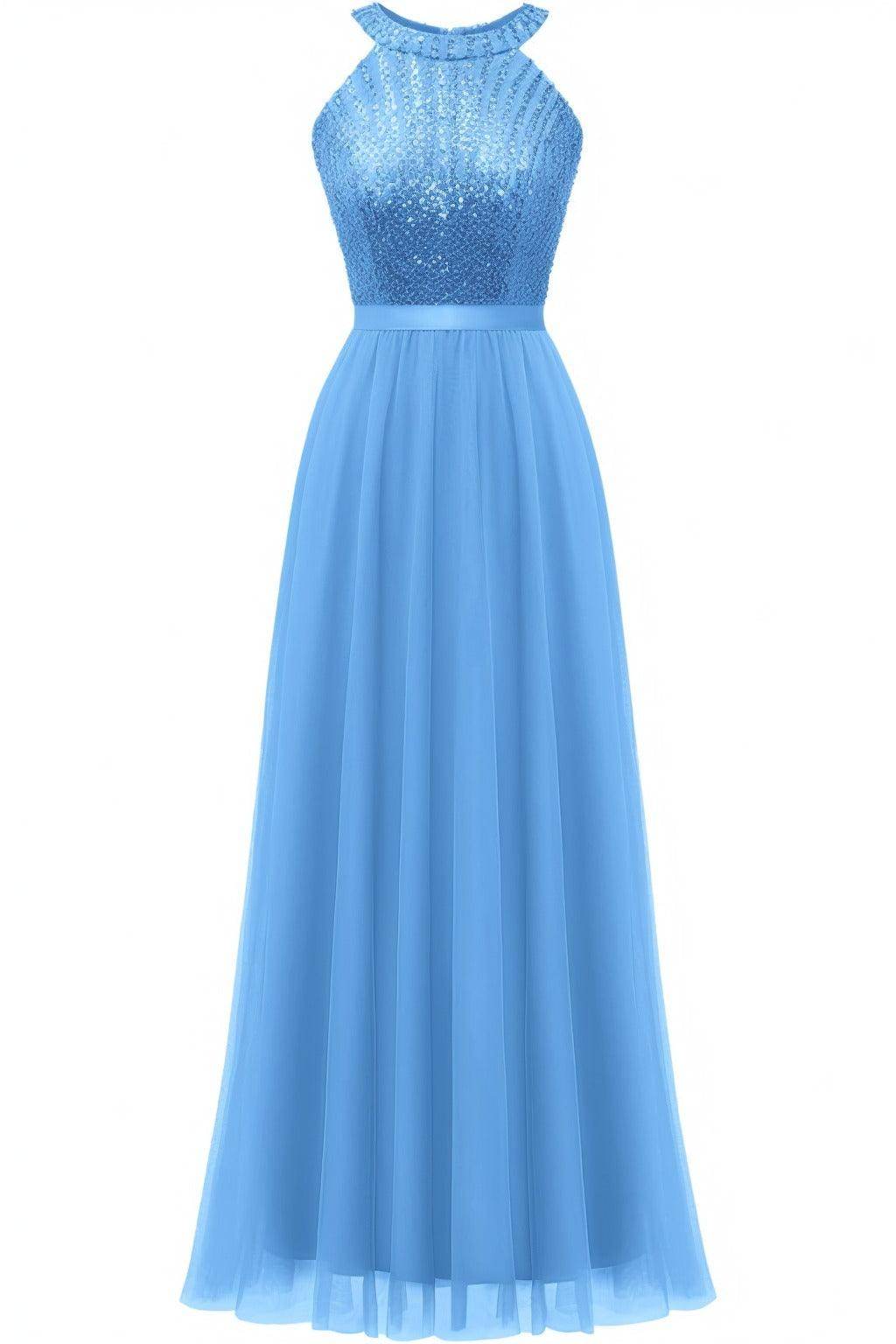 A-Line Floor Length Sequined Prom Dress CS0422