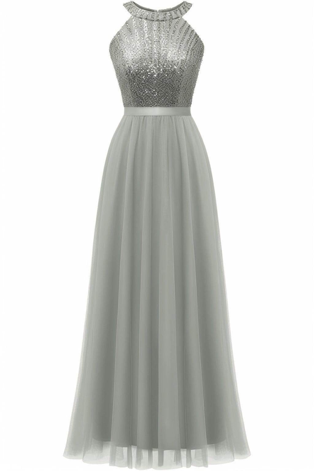 A-Line Floor Length Sequined Prom Dress CS0422