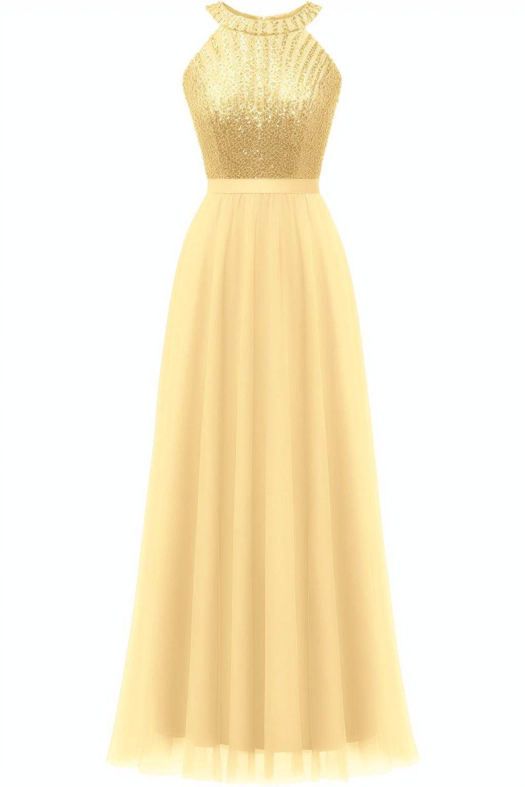 A-Line Floor Length Sequined Prom Dress CS0422
