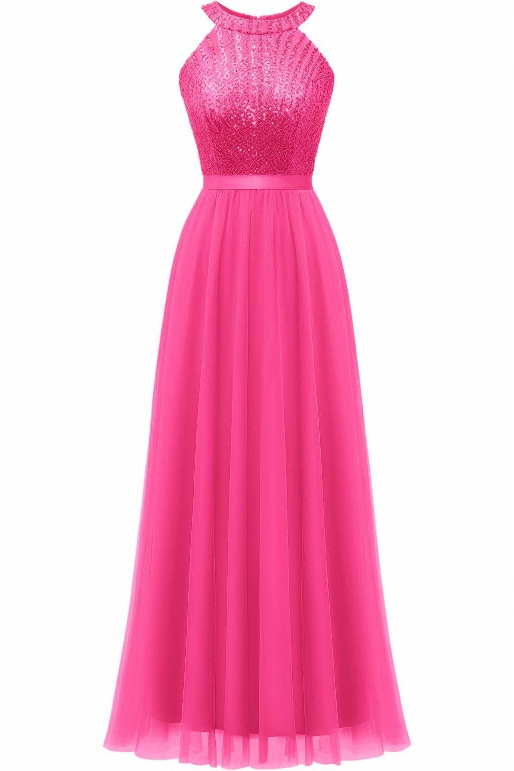 A-Line Floor Length Sequined Prom Dress CS0422