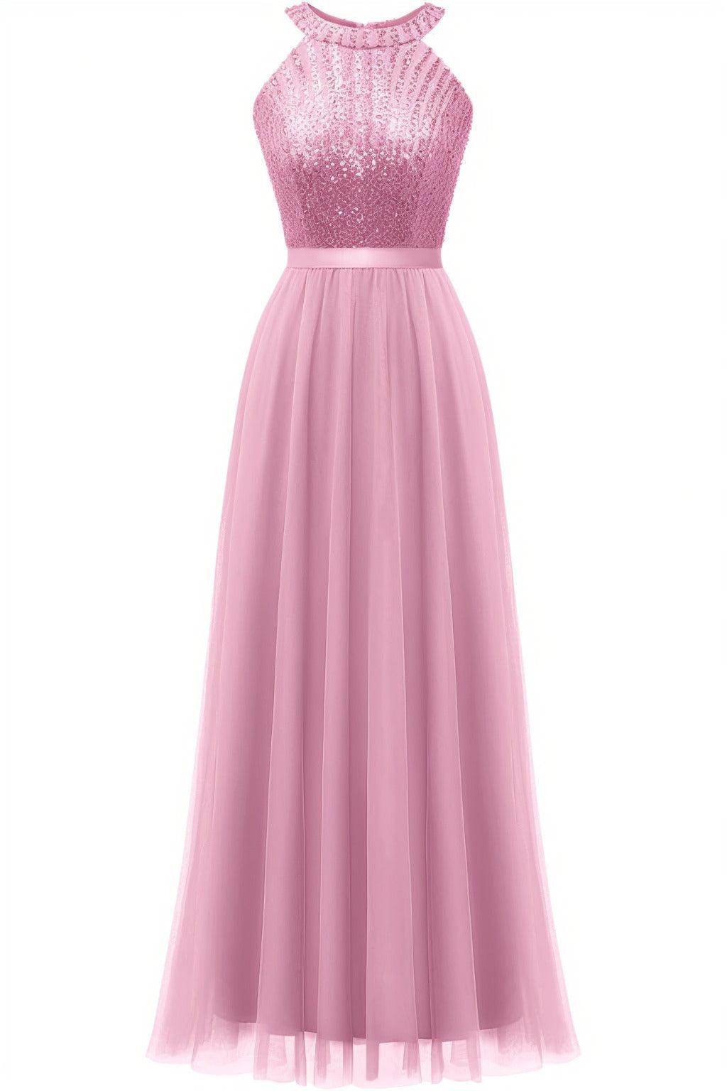 A-Line Floor Length Sequined Prom Dress CS0422