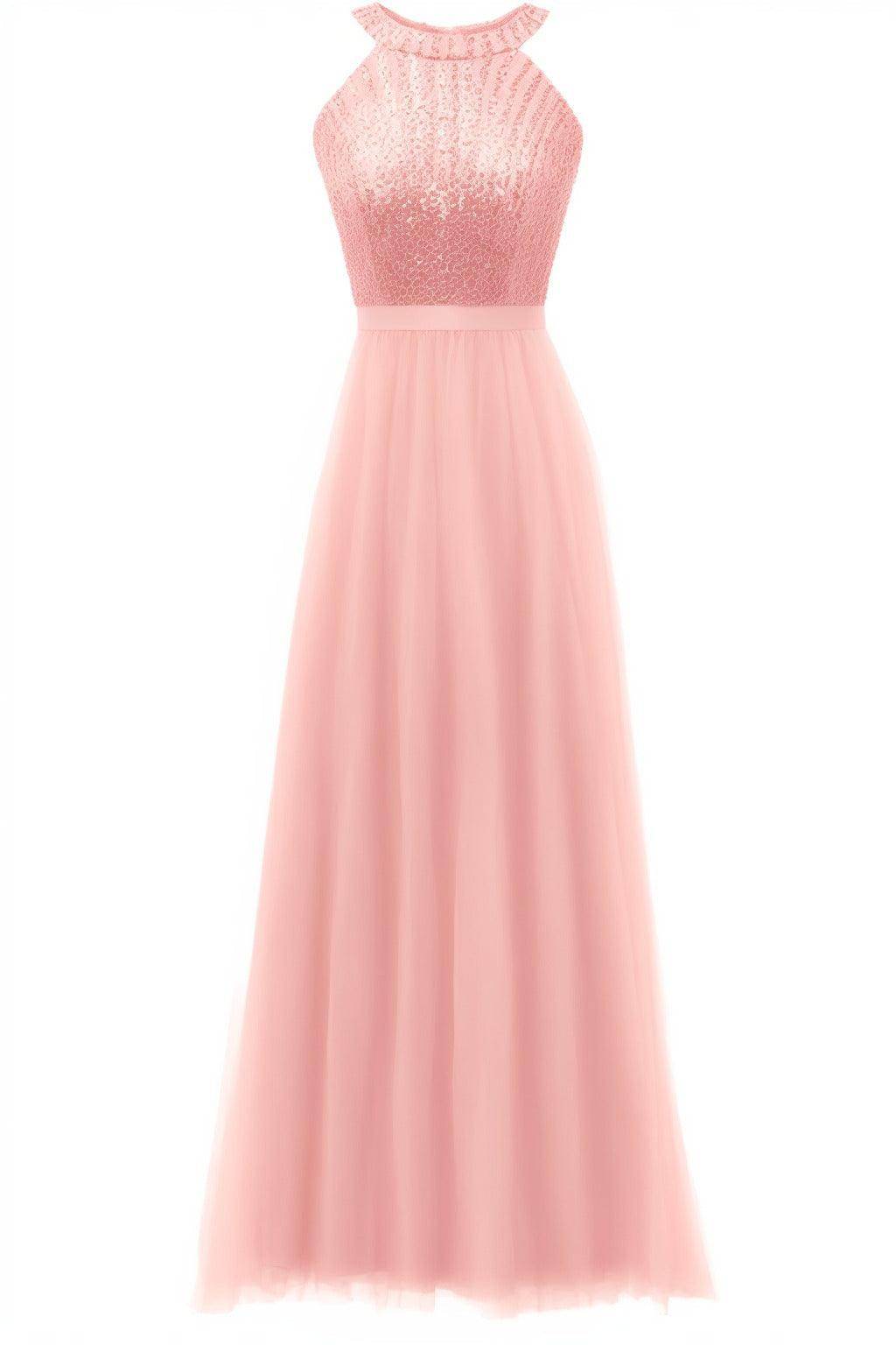 A-Line Floor Length Sequined Prom Dress CS0422