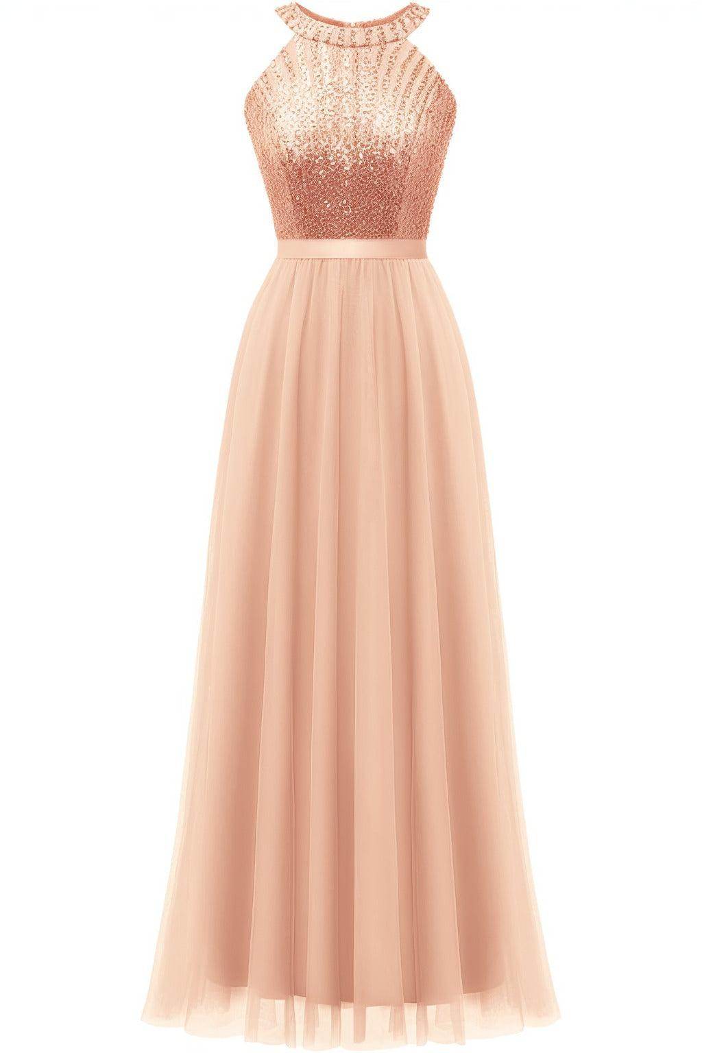 A-Line Floor Length Sequined Prom Dress CS0422