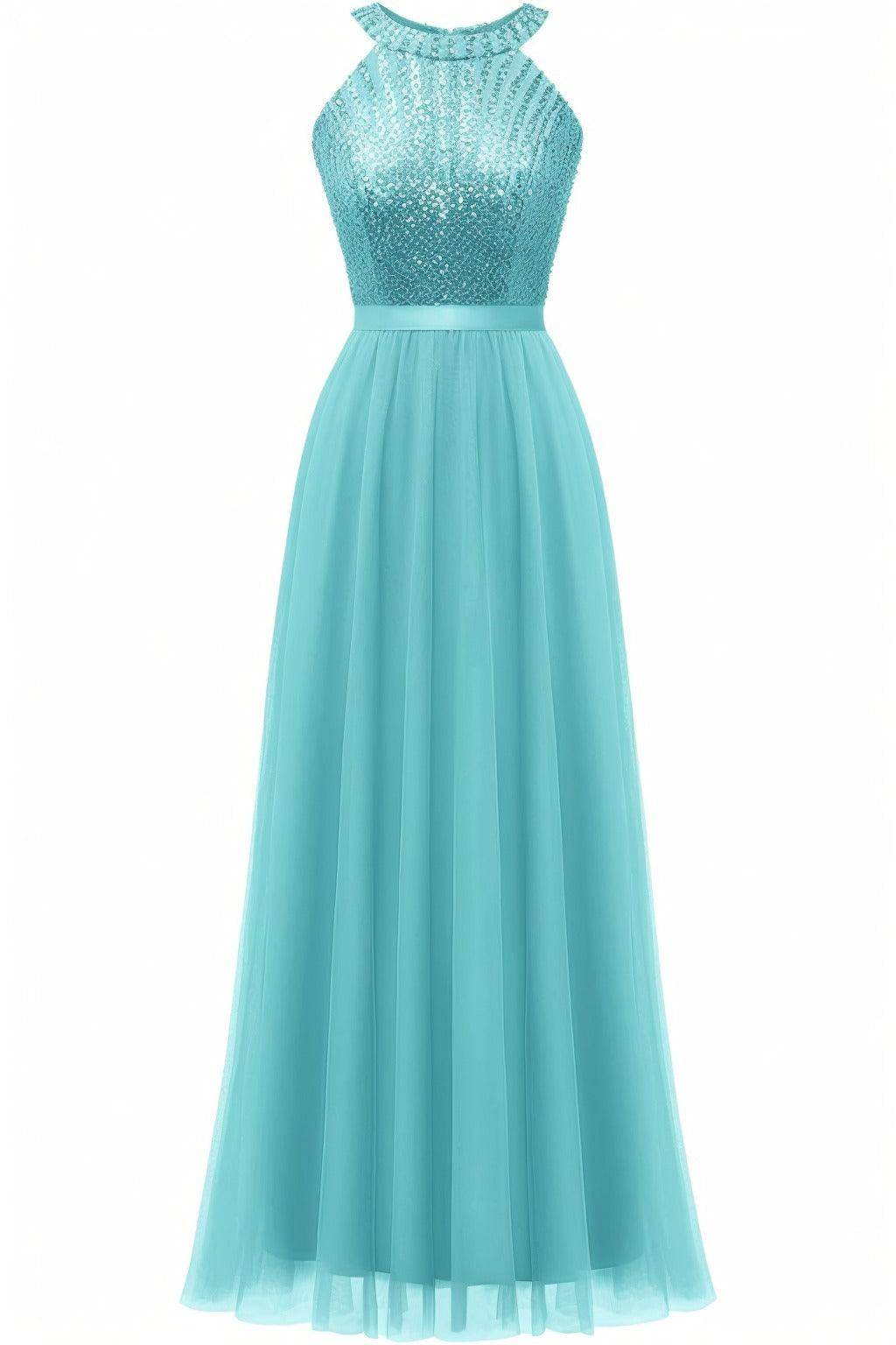 A-Line Floor Length Sequined Prom Dress CS0422