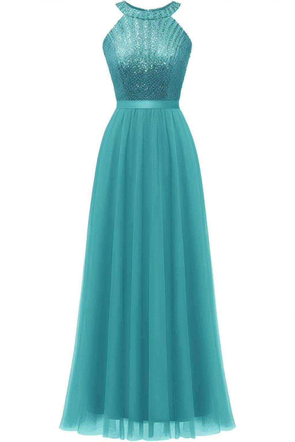 A-Line Floor Length Sequined Prom Dress CS0422
